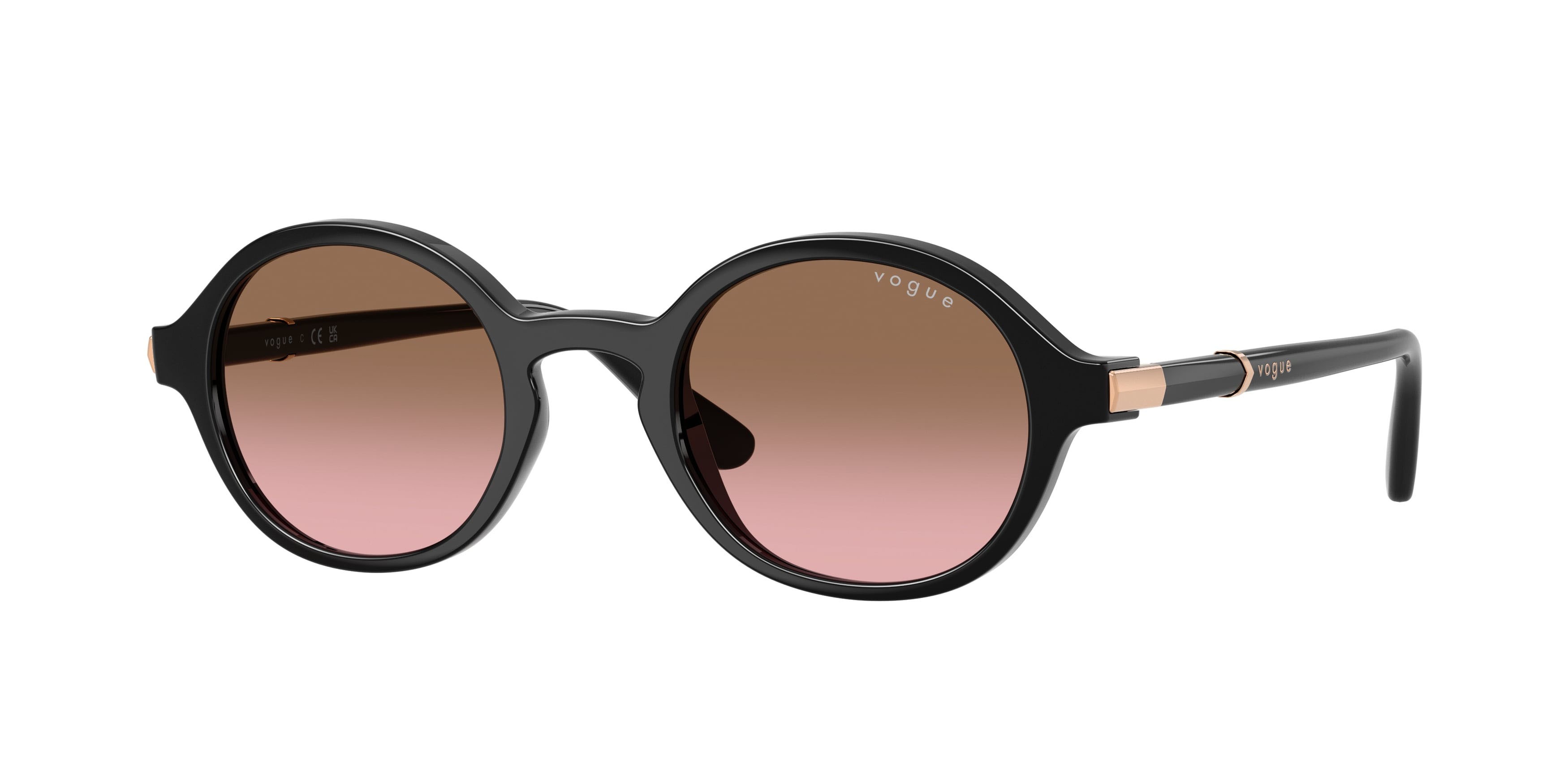 Sunglasses Vogue VO 5692S (W44/14) color nero shape round lenses rosa sfumato marrone