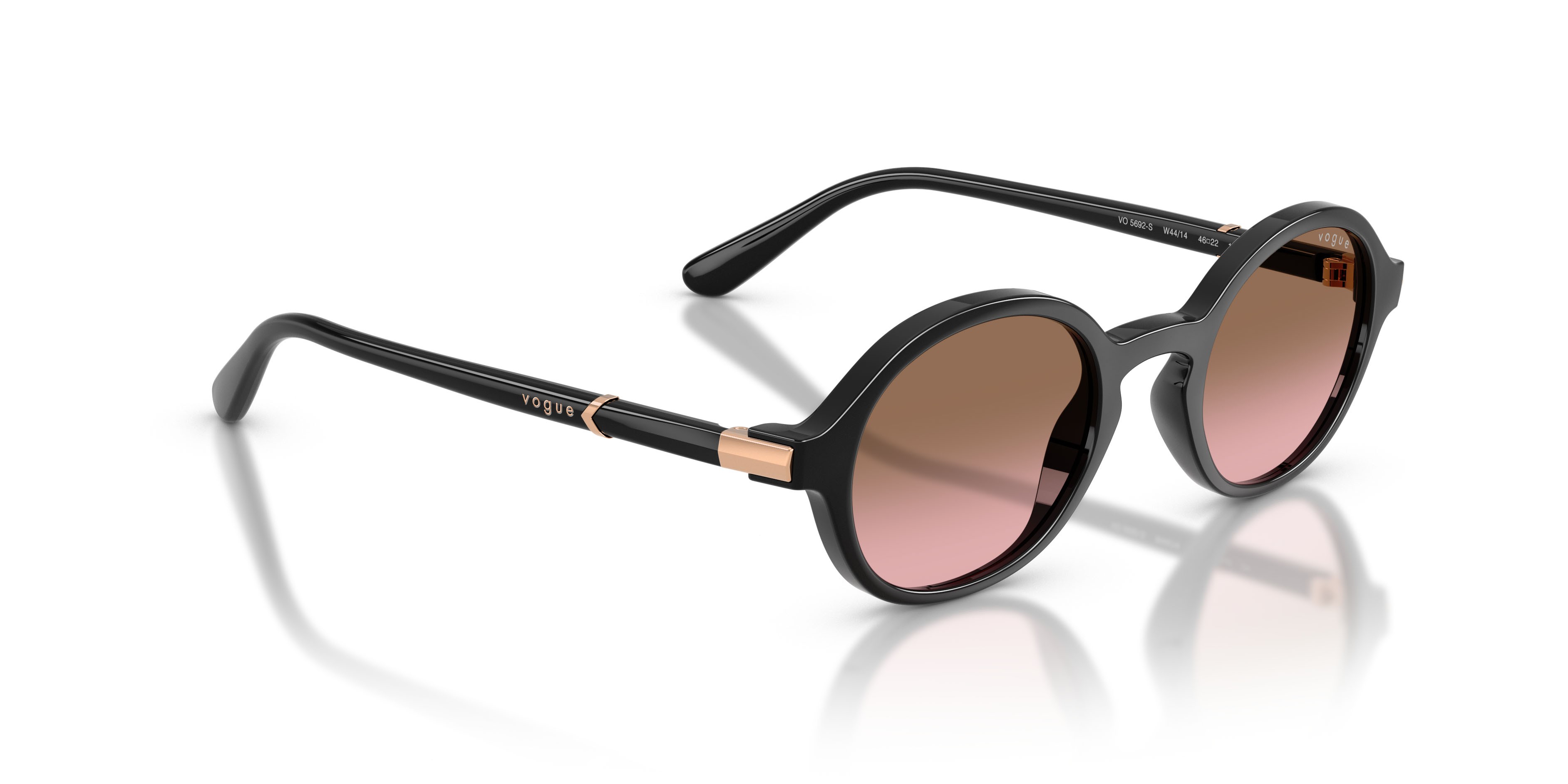 Sunglasses Vogue VO 5692S (W44/14) color nero shape round lenses rosa sfumato marrone