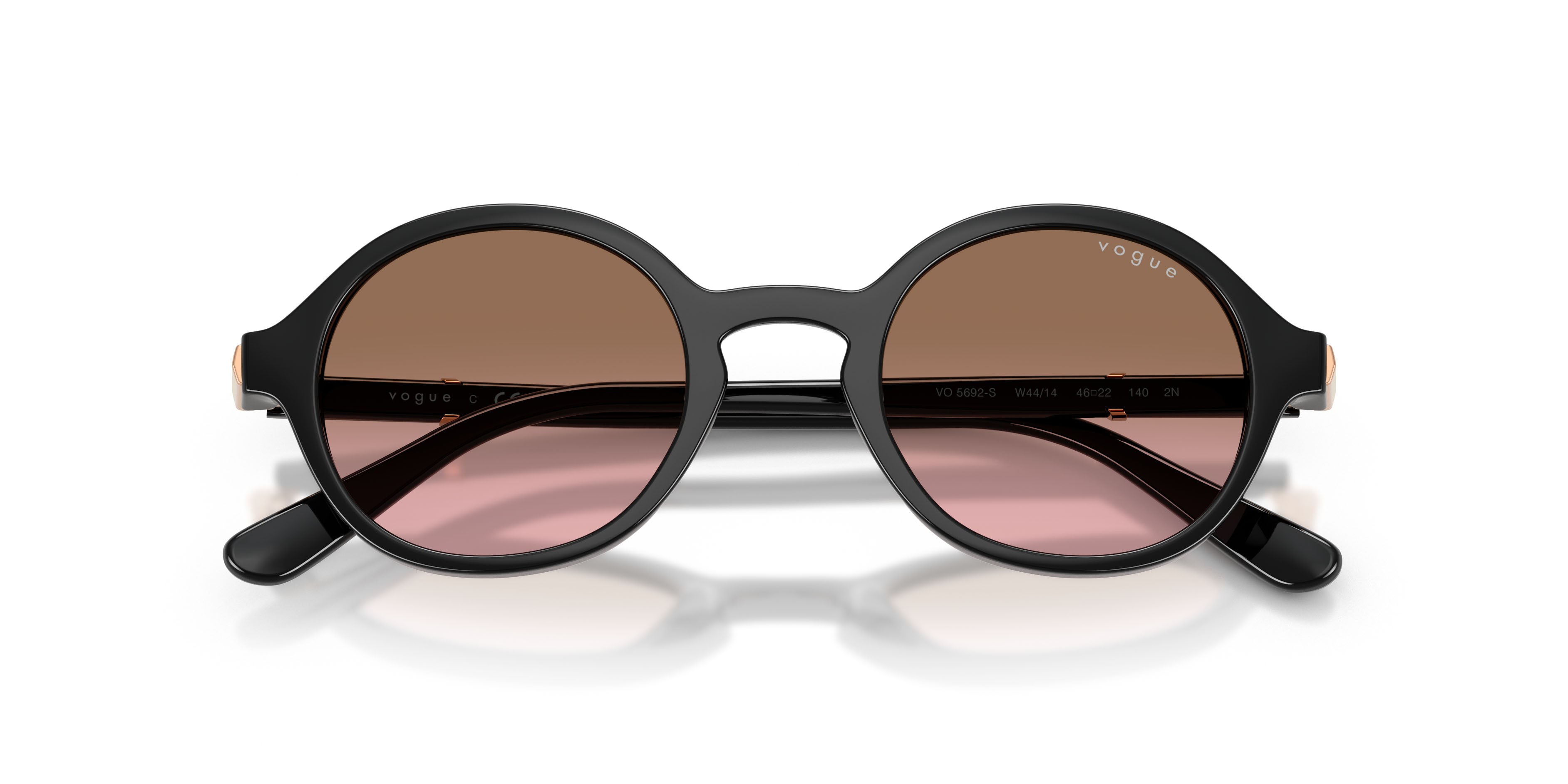 Sunglasses Vogue VO 5692S (W44/14) color nero shape round lenses rosa sfumato marrone