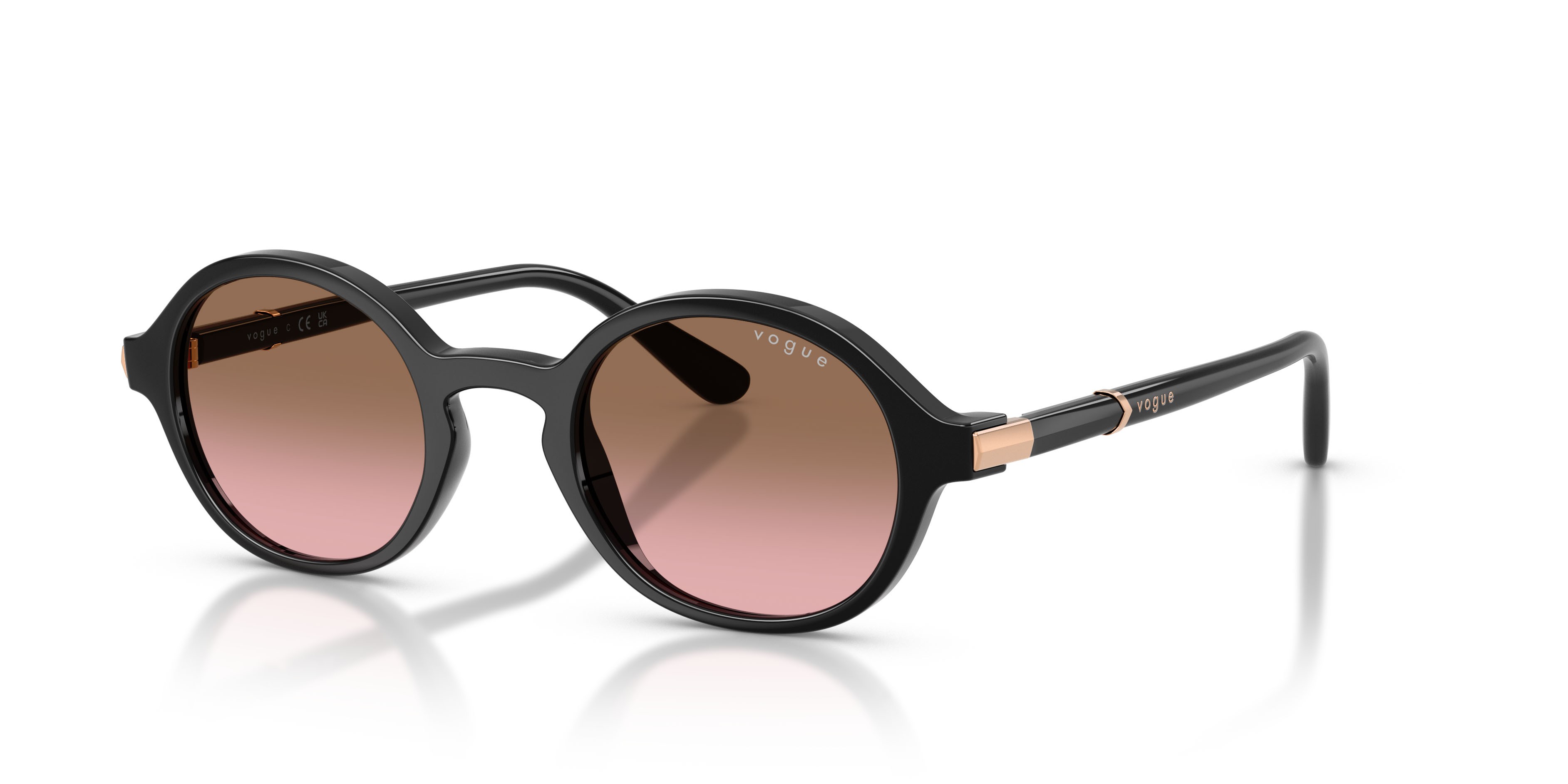 Sunglasses Vogue VO 5692S (W44/14) color nero shape round lenses rosa sfumato marrone