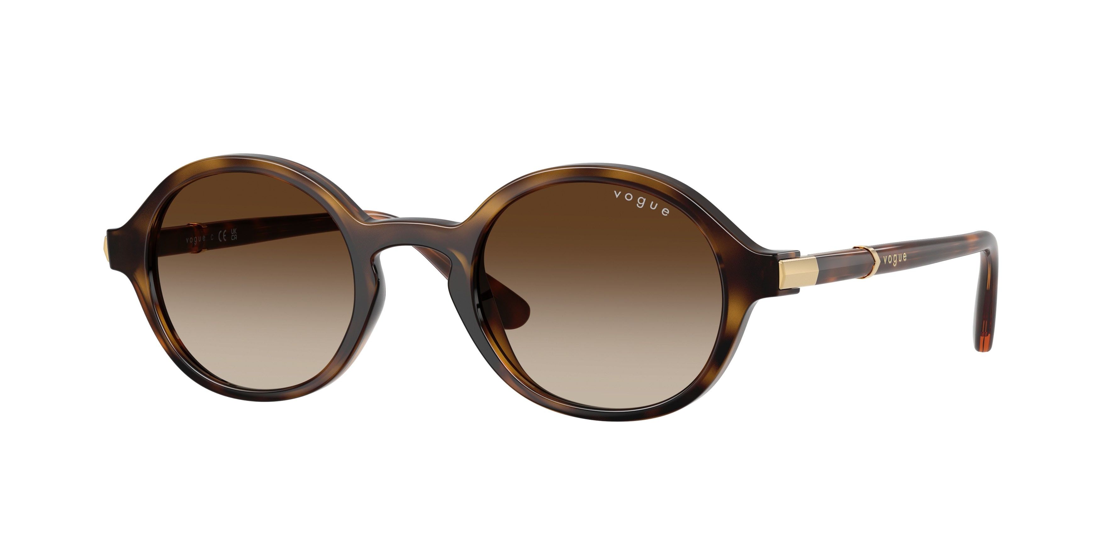 Occhiali da sole Vogue VO 5692S (W65613) colore havana scuro forma rotondo lenti marrone sfumato