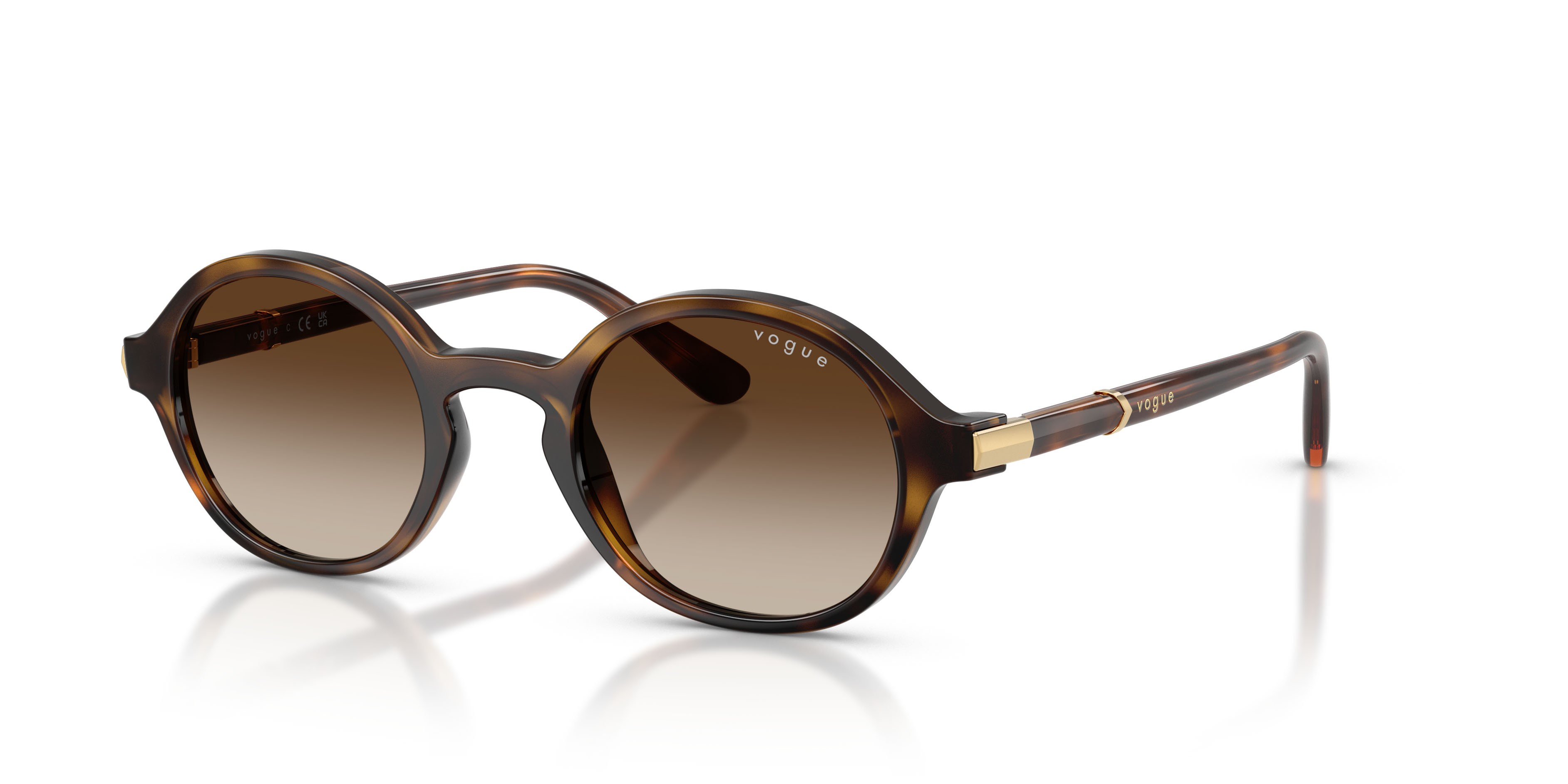 Occhiali da sole Vogue VO 5692S (W65613) colore havana scuro forma rotondo lenti marrone sfumato