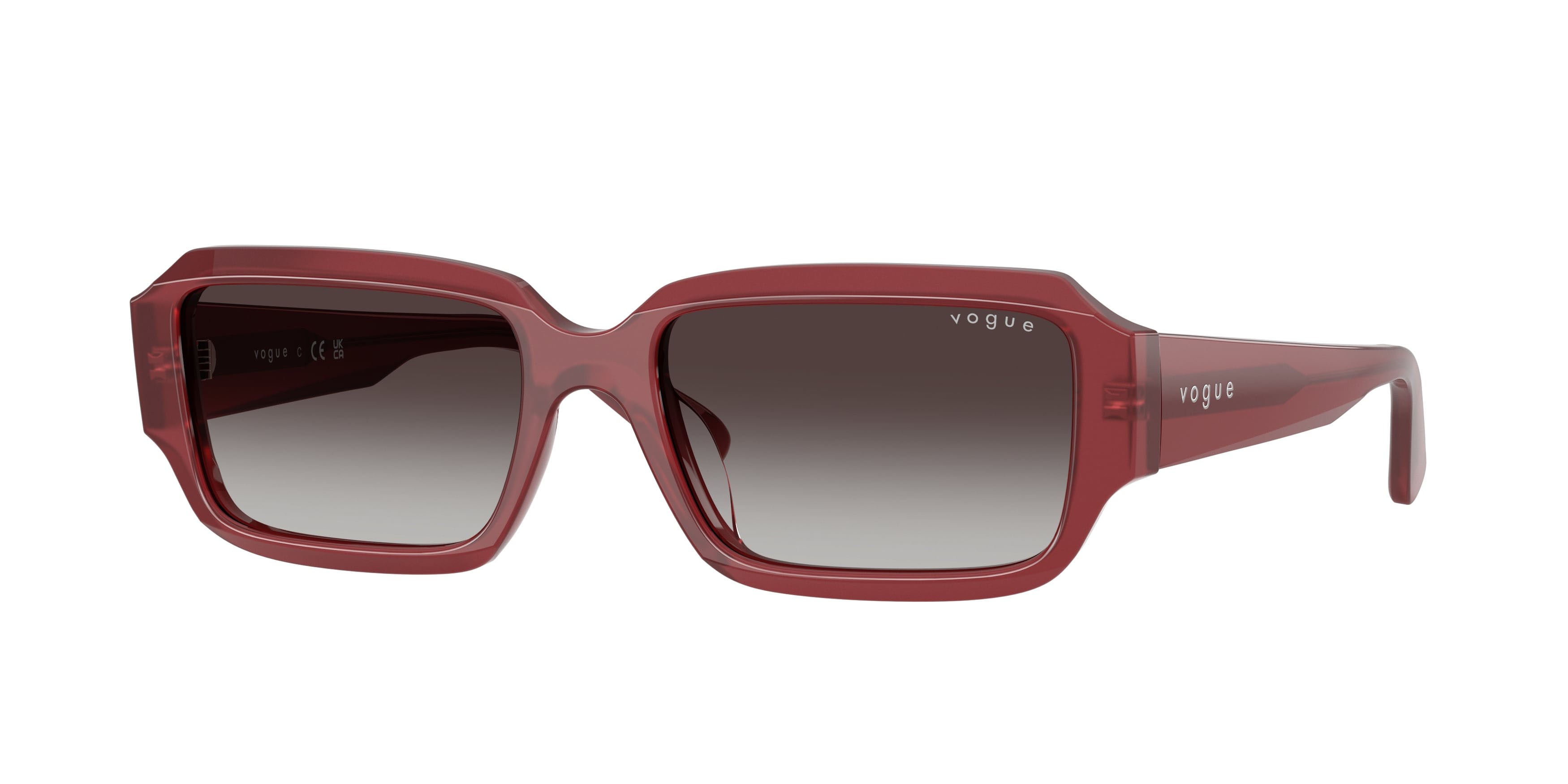 Occhiali da sole Vogue VO 5693SU (32818G) colore opal magenta forma rettangolare lenti sfumato grigio