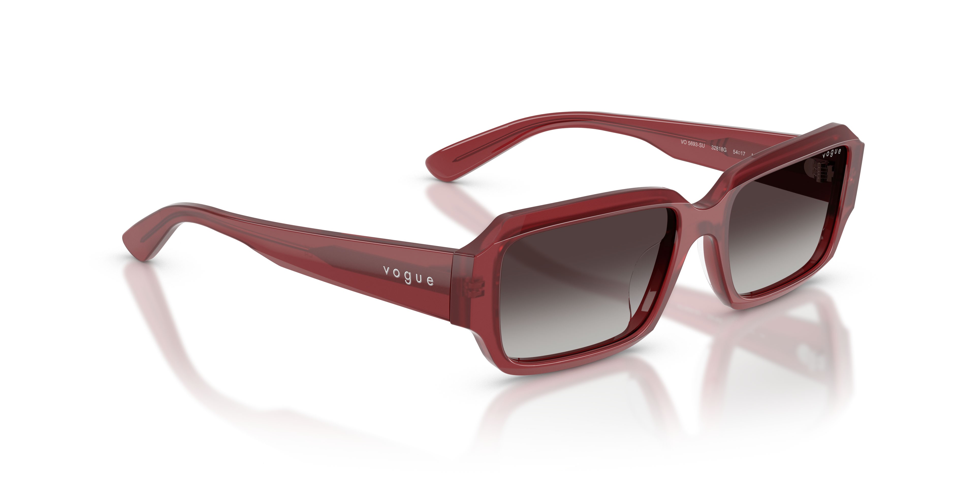Occhiali da sole Vogue VO 5693SU (32818G) colore opal magenta forma rettangolare lenti sfumato grigio