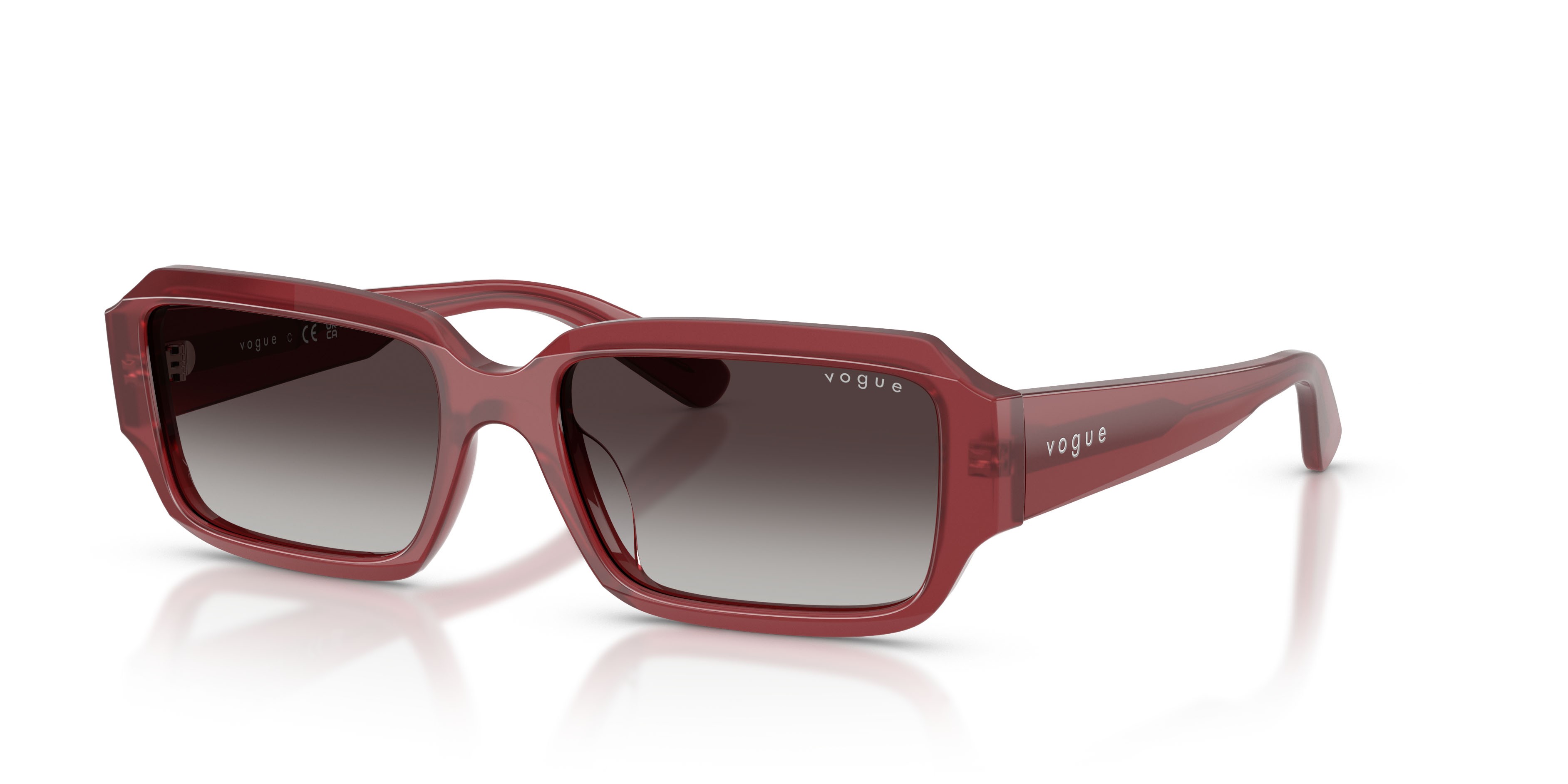 Occhiali da sole Vogue VO 5693SU (32818G) colore opal magenta forma rettangolare lenti sfumato grigio