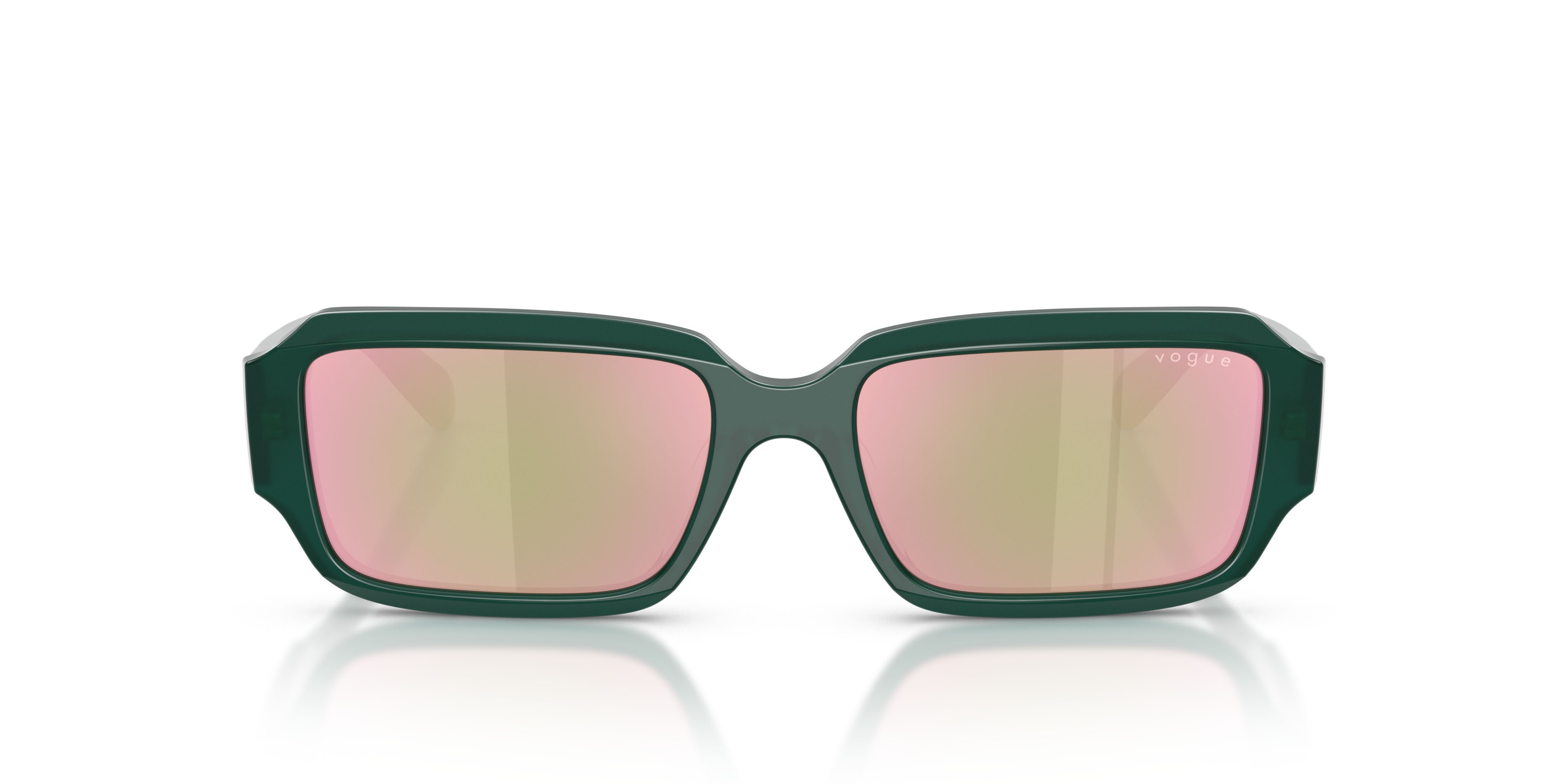 Sunglasses Vogue VO 5693SU (32824Z) color verde opale shape rectangle lenses grigio specchiato giallo e rosa