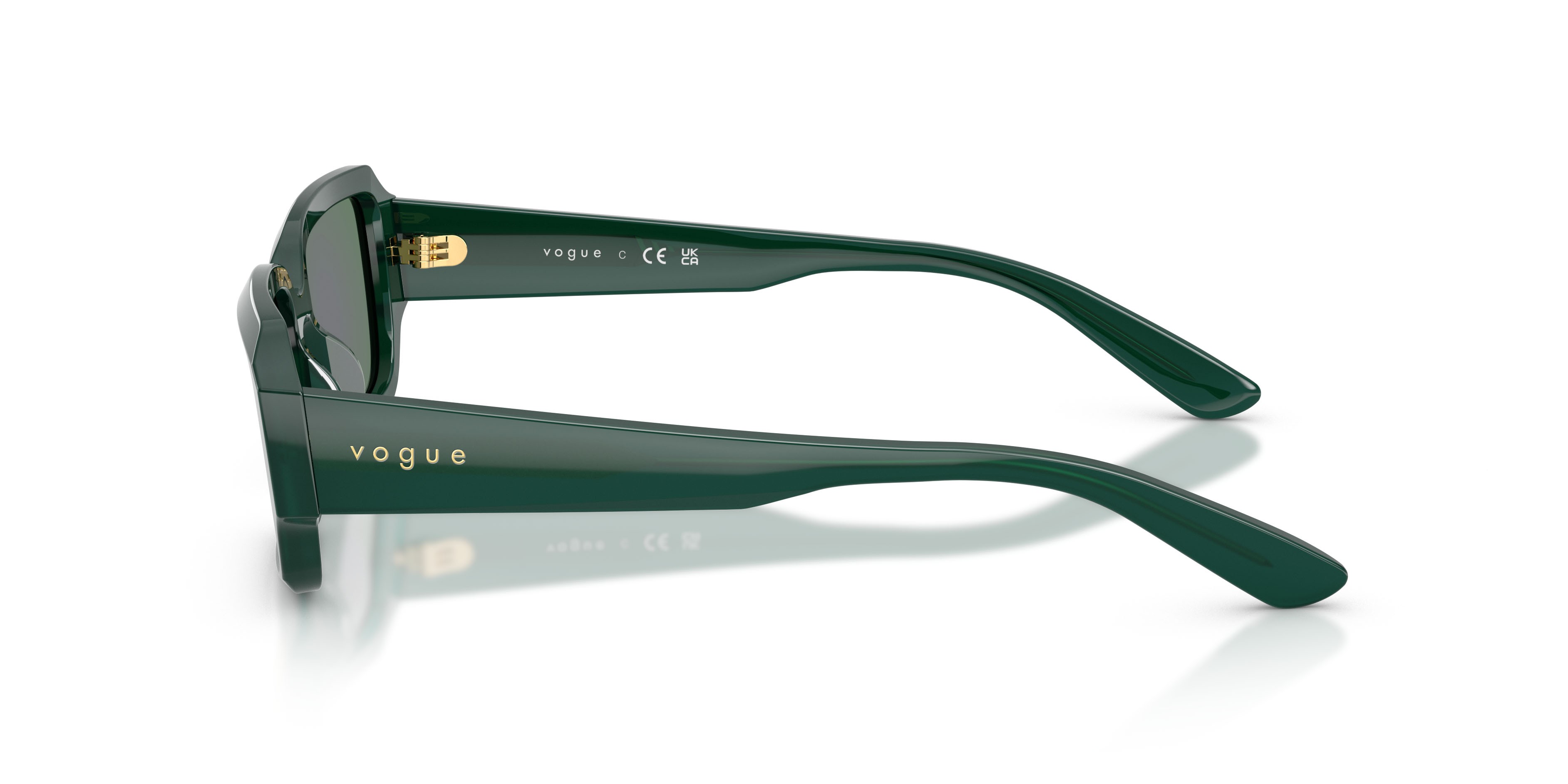 Sunglasses Vogue VO 5693SU (32824Z) color verde opale shape rectangle lenses grigio specchiato giallo e rosa