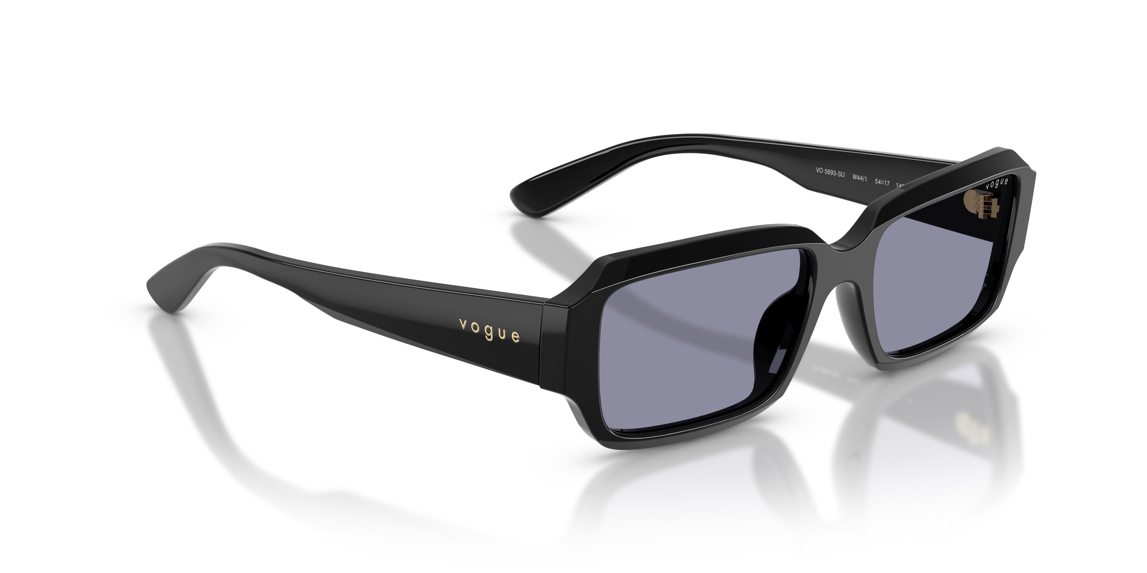 Sunglasses Vogue VO 5693SU (W44/1) color nero shape rectangle lenses grigio lavanda