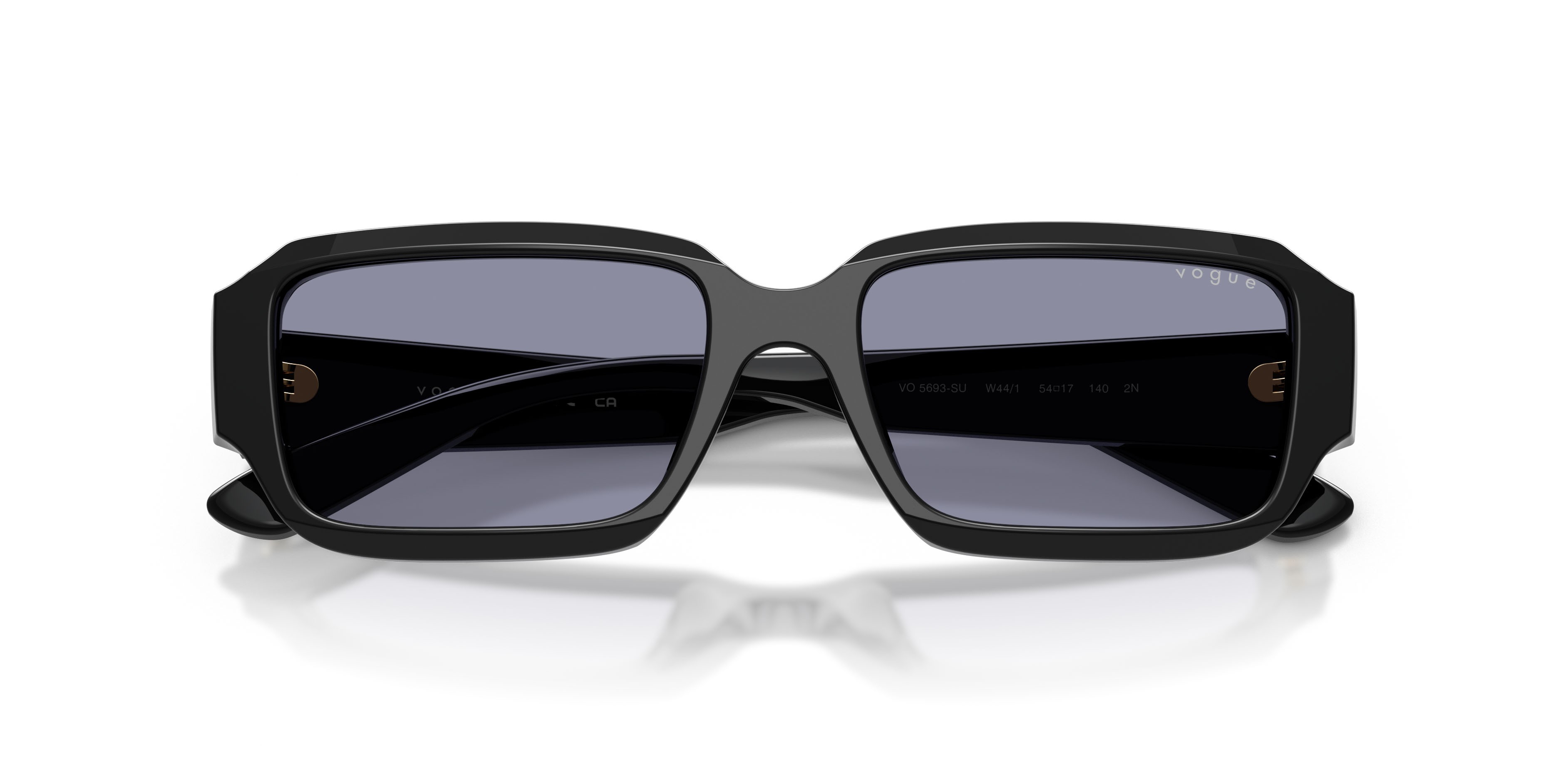 Sunglasses Vogue VO 5693SU (W44/1) color nero shape rectangle lenses grigio lavanda