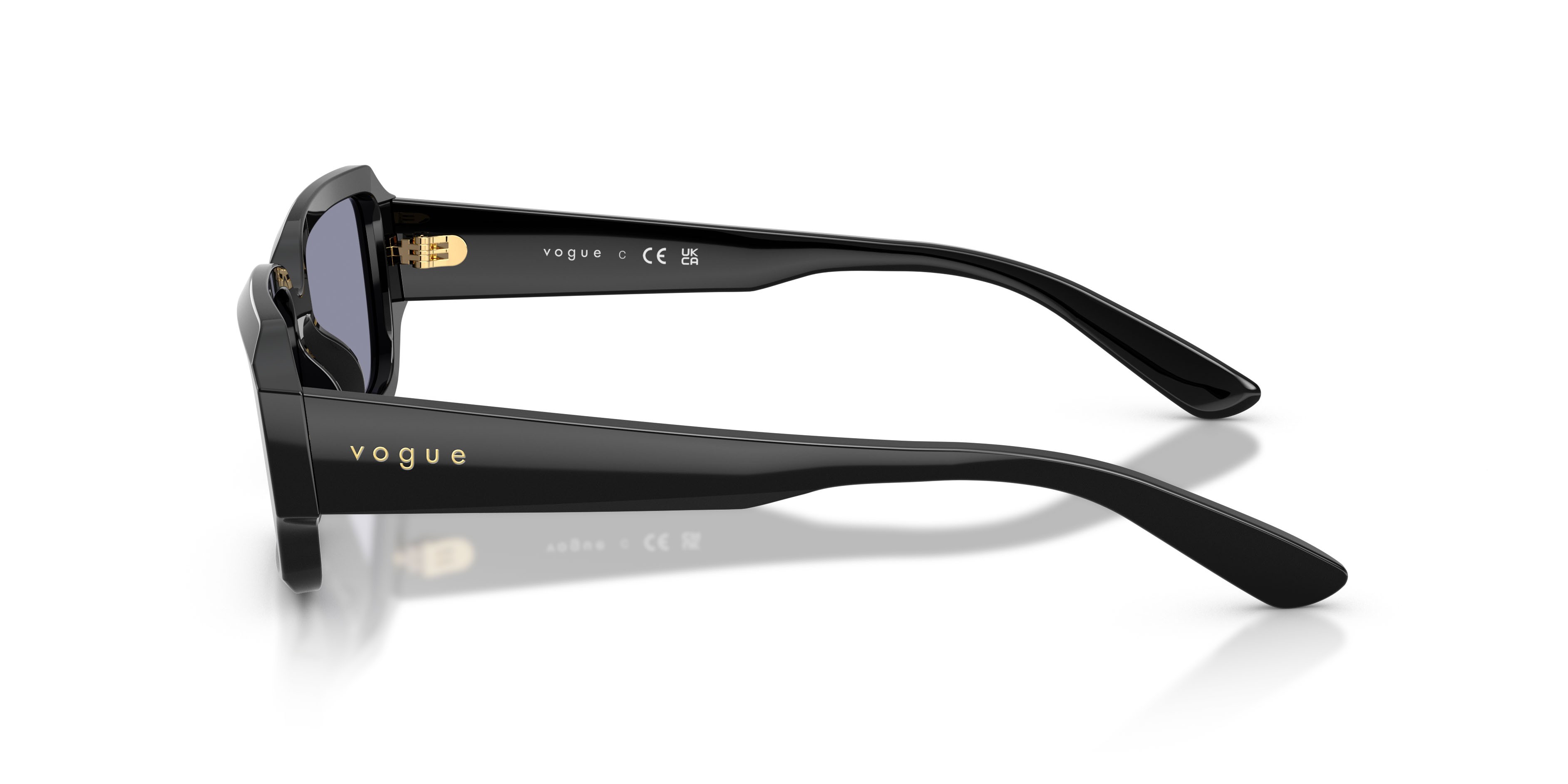 Sunglasses Vogue VO 5693SU (W44/1) color nero shape rectangle lenses grigio lavanda