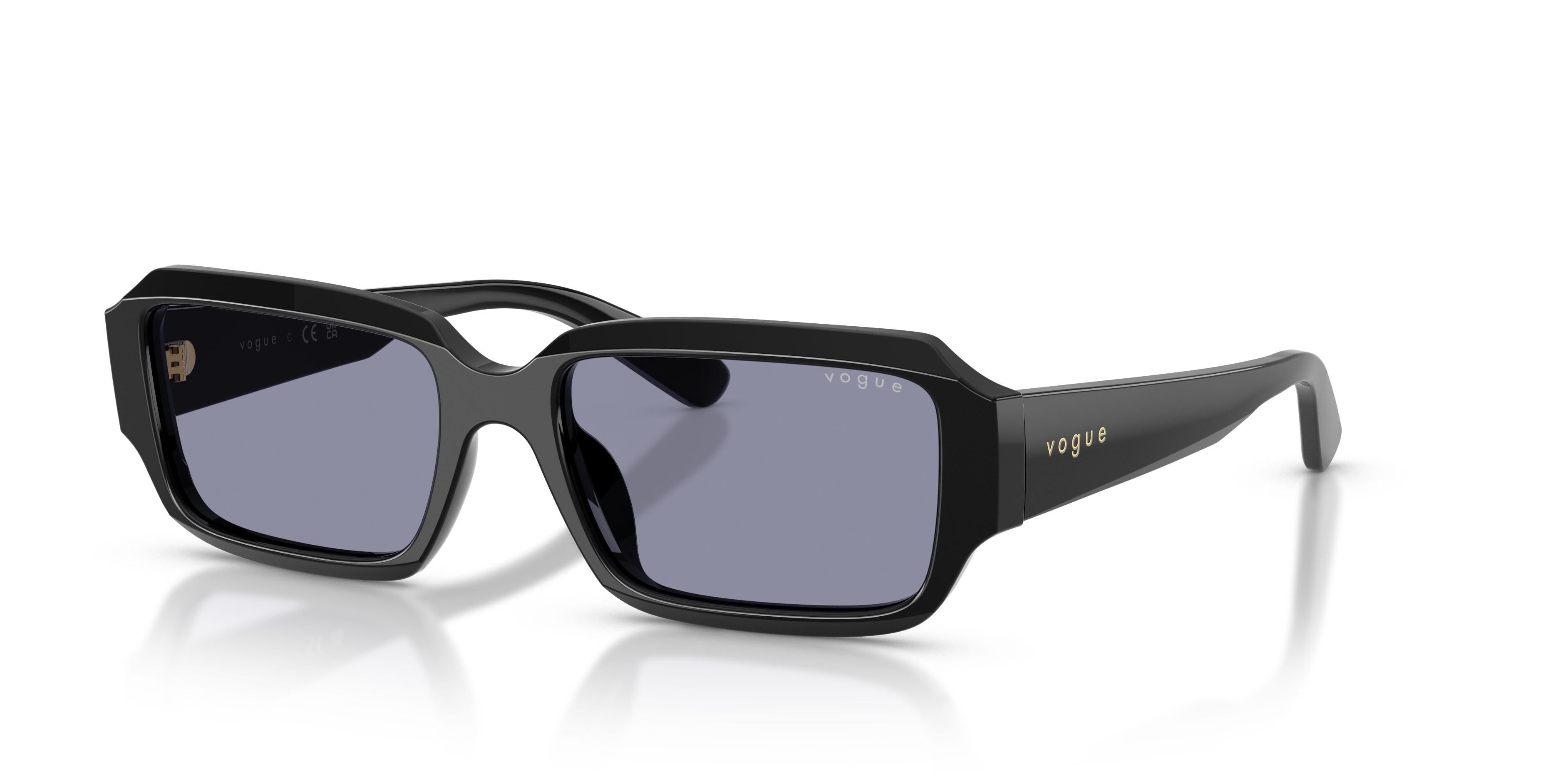 Sunglasses Vogue VO 5693SU (W44/1) color nero shape rectangle lenses grigio lavanda