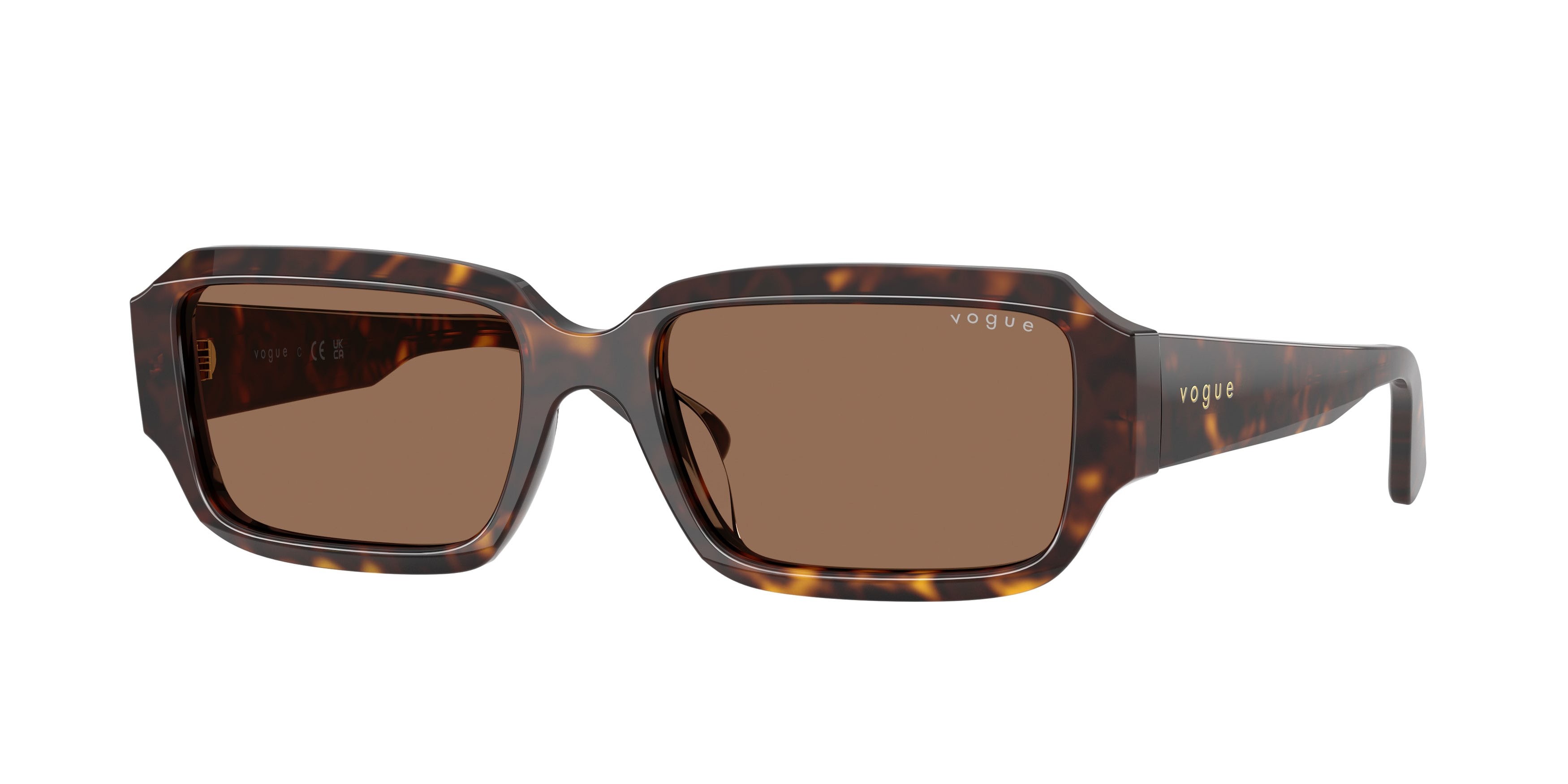 Occhiali da sole Vogue VO 5693SU (W65673) colore havana scuro forma rettangolare lenti marrone scuro