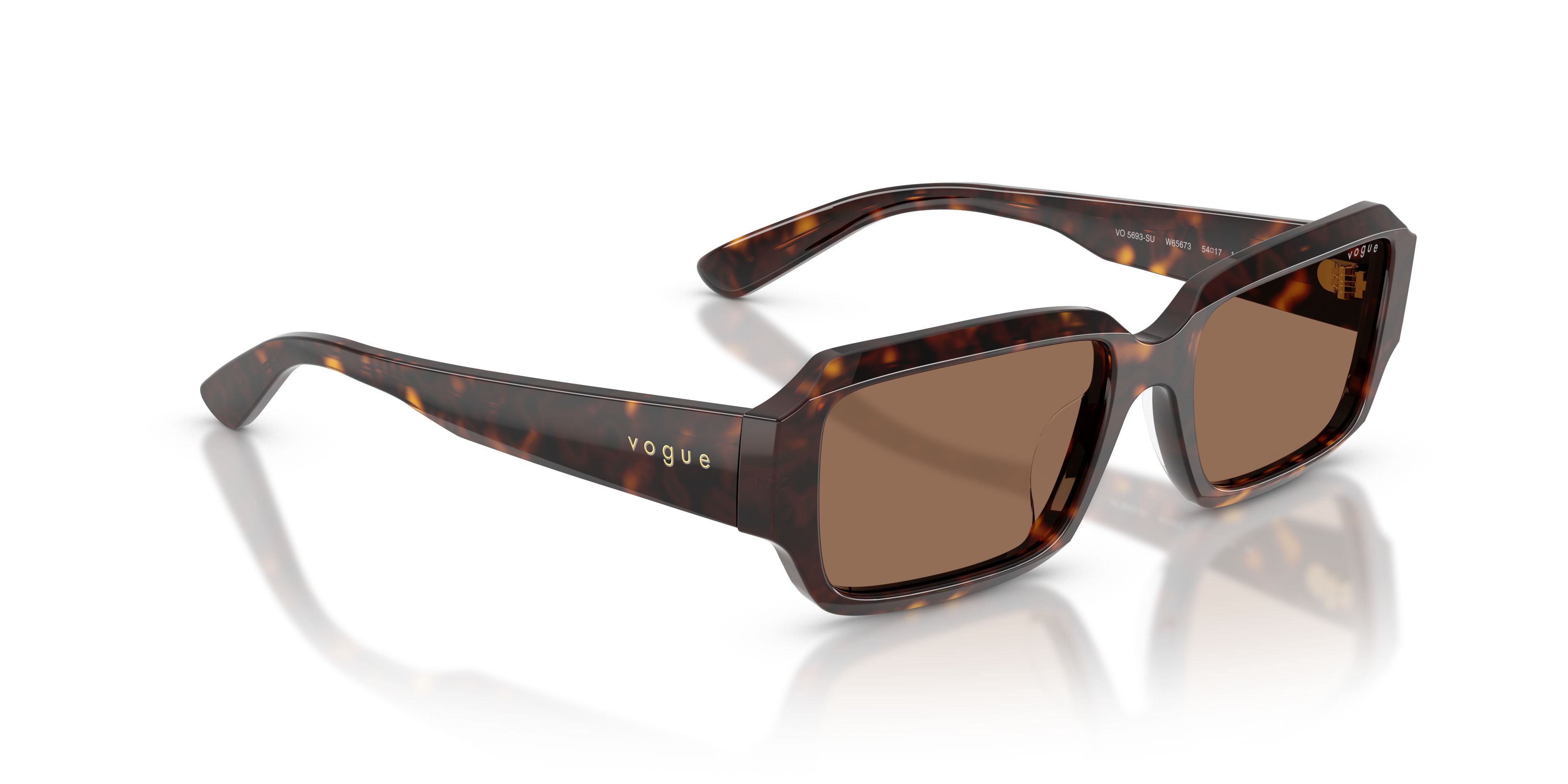Occhiali da sole Vogue VO 5693SU (W65673) colore havana scuro forma rettangolare lenti marrone scuro