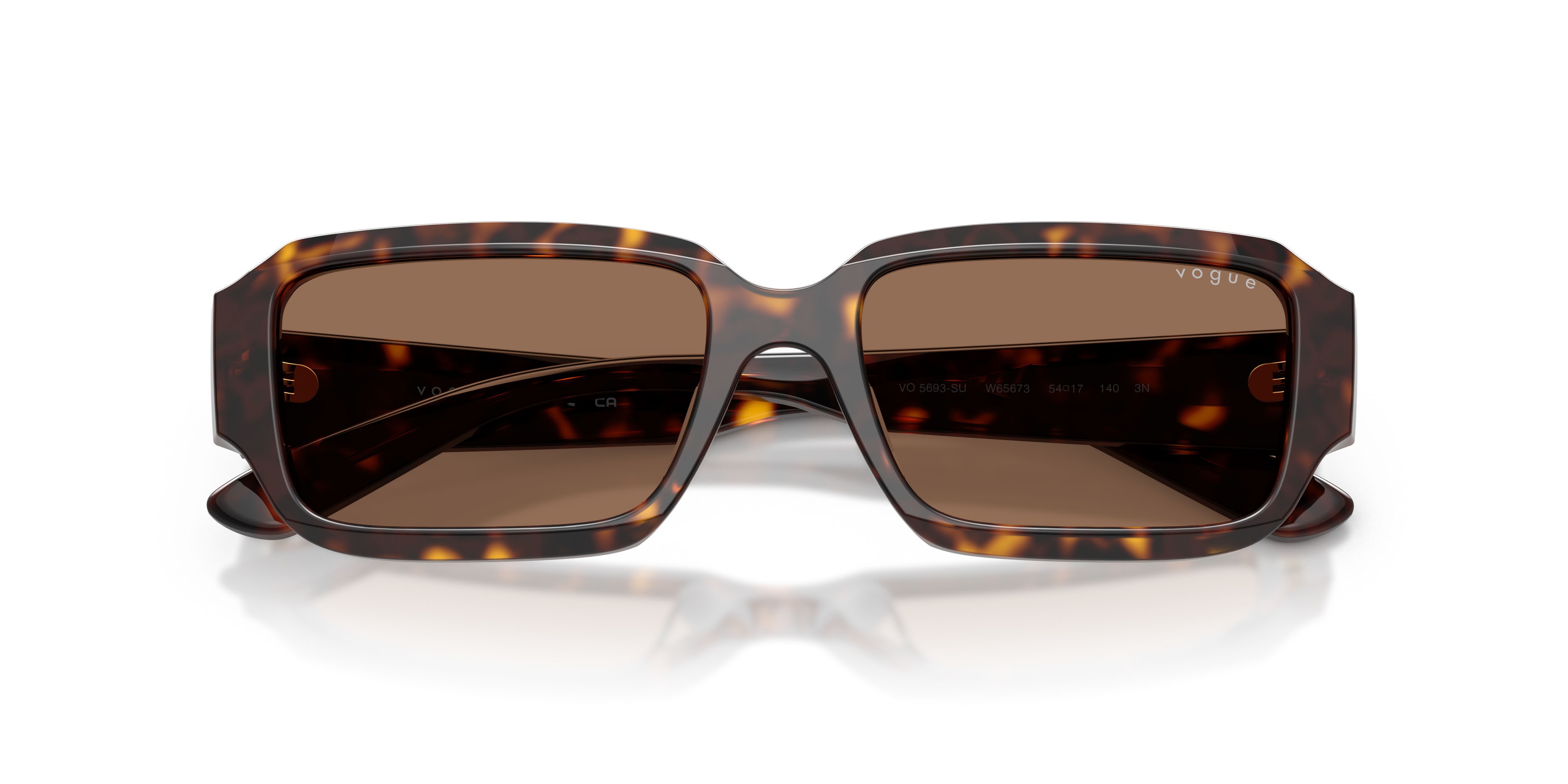 Occhiali da sole Vogue VO 5693SU (W65673) colore havana scuro forma rettangolare lenti marrone scuro