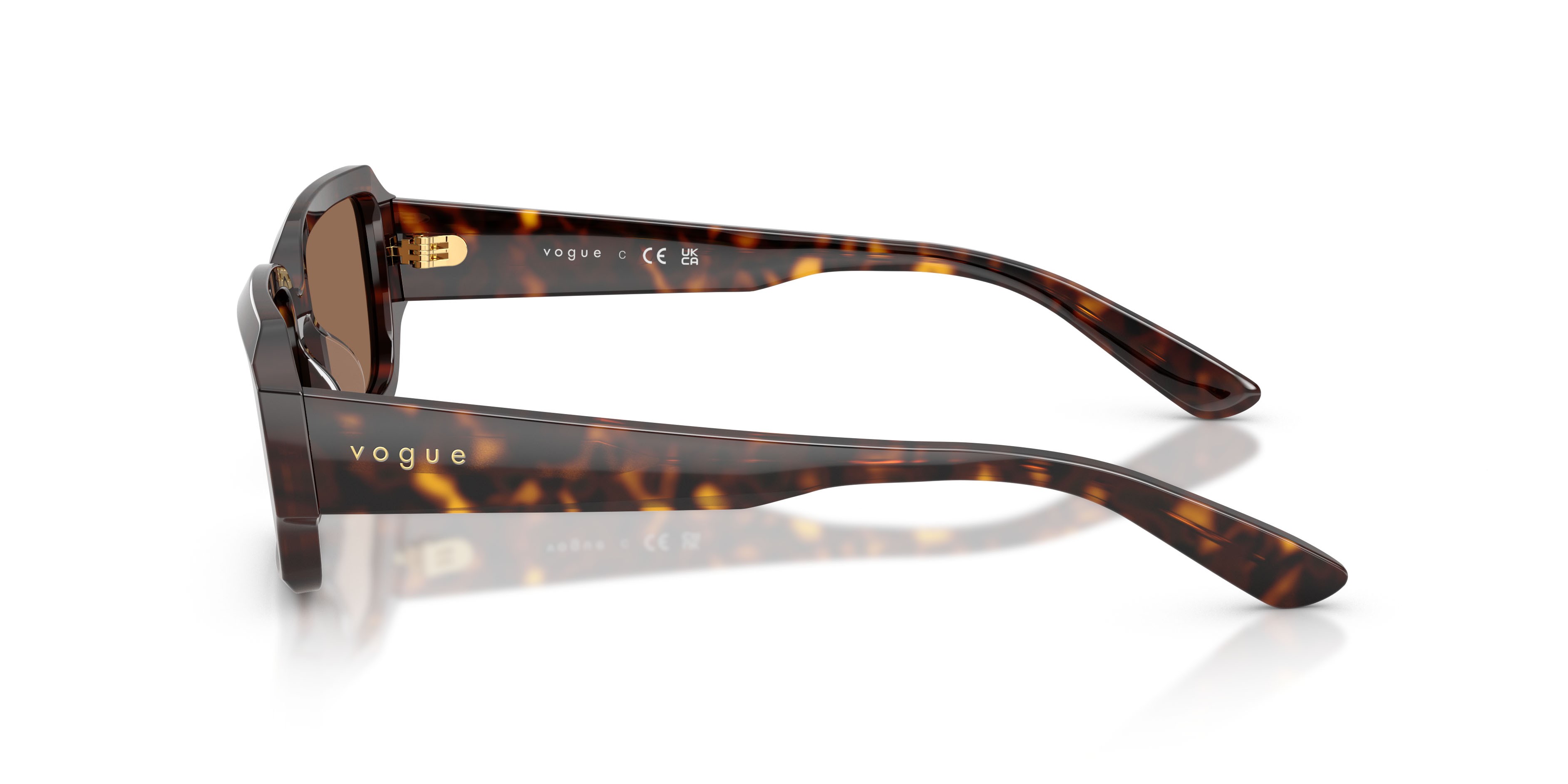 Occhiali da sole Vogue VO 5693SU (W65673) colore havana scuro forma rettangolare lenti marrone scuro