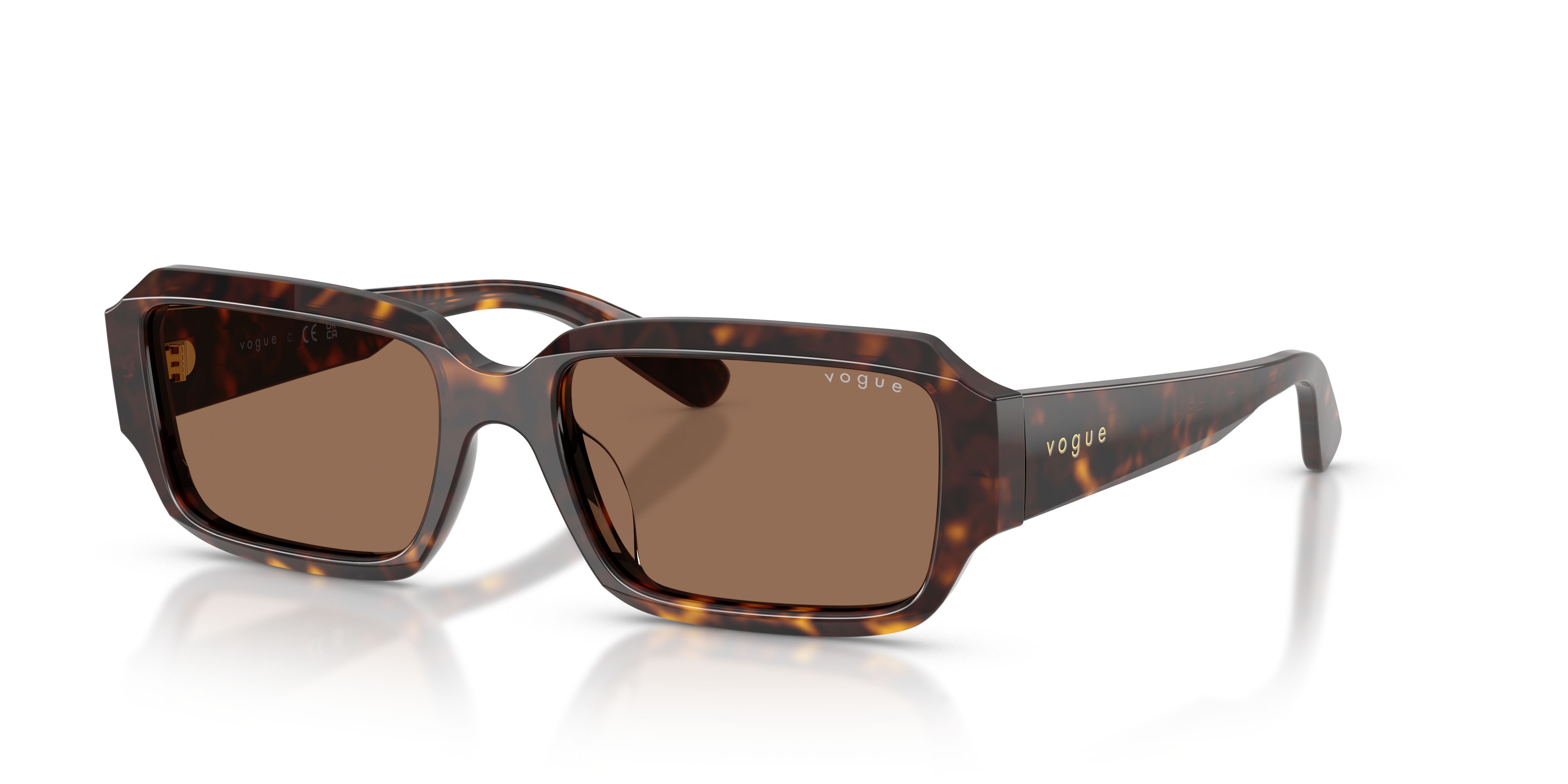 Occhiali da sole Vogue VO 5693SU (W65673) colore havana scuro forma rettangolare lenti marrone scuro
