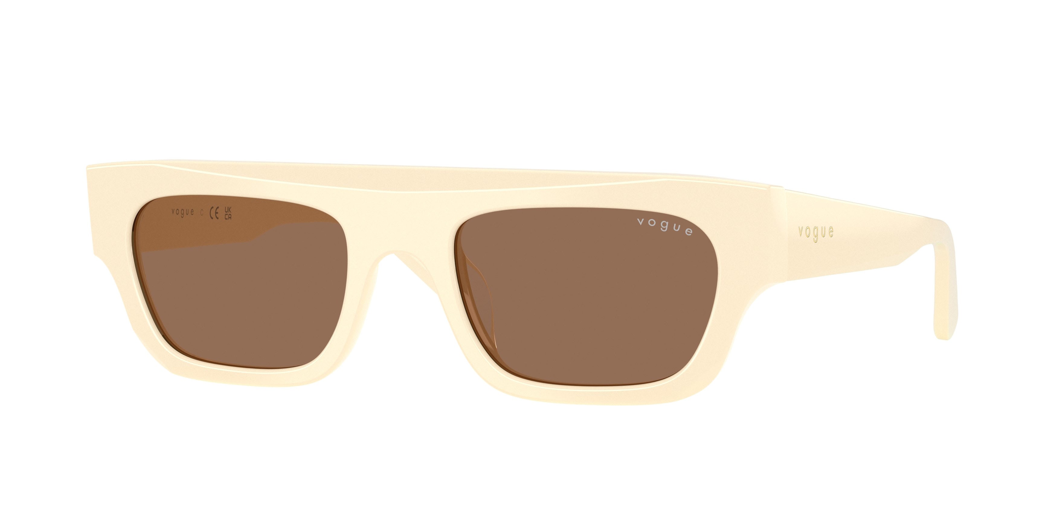 Occhiali da sole Vogue VO 5694SU (316773) colore full ivory forma rettangolare lenti marrone scuro