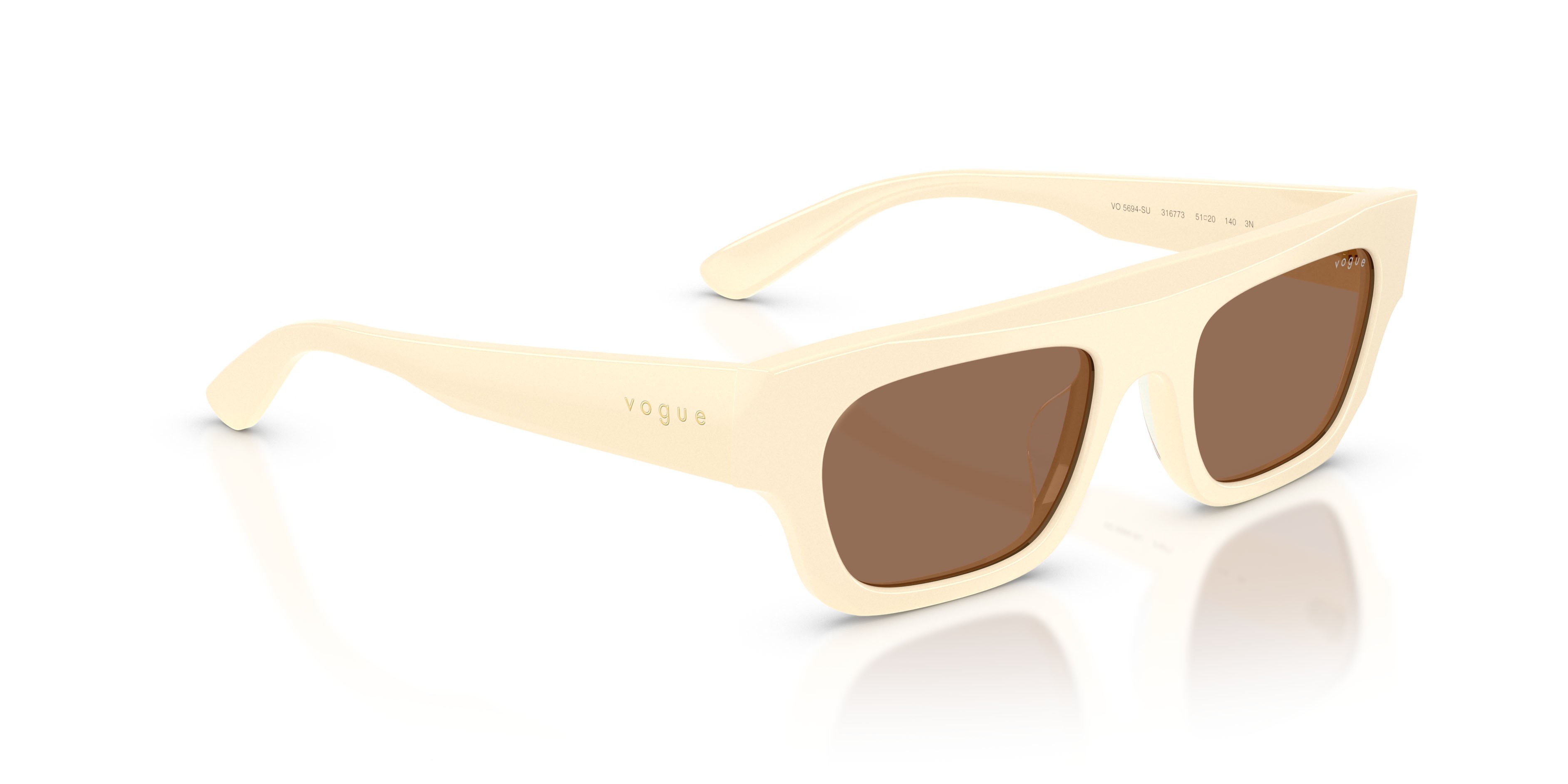 Occhiali da sole Vogue VO 5694SU (316773) colore full ivory forma rettangolare lenti marrone scuro