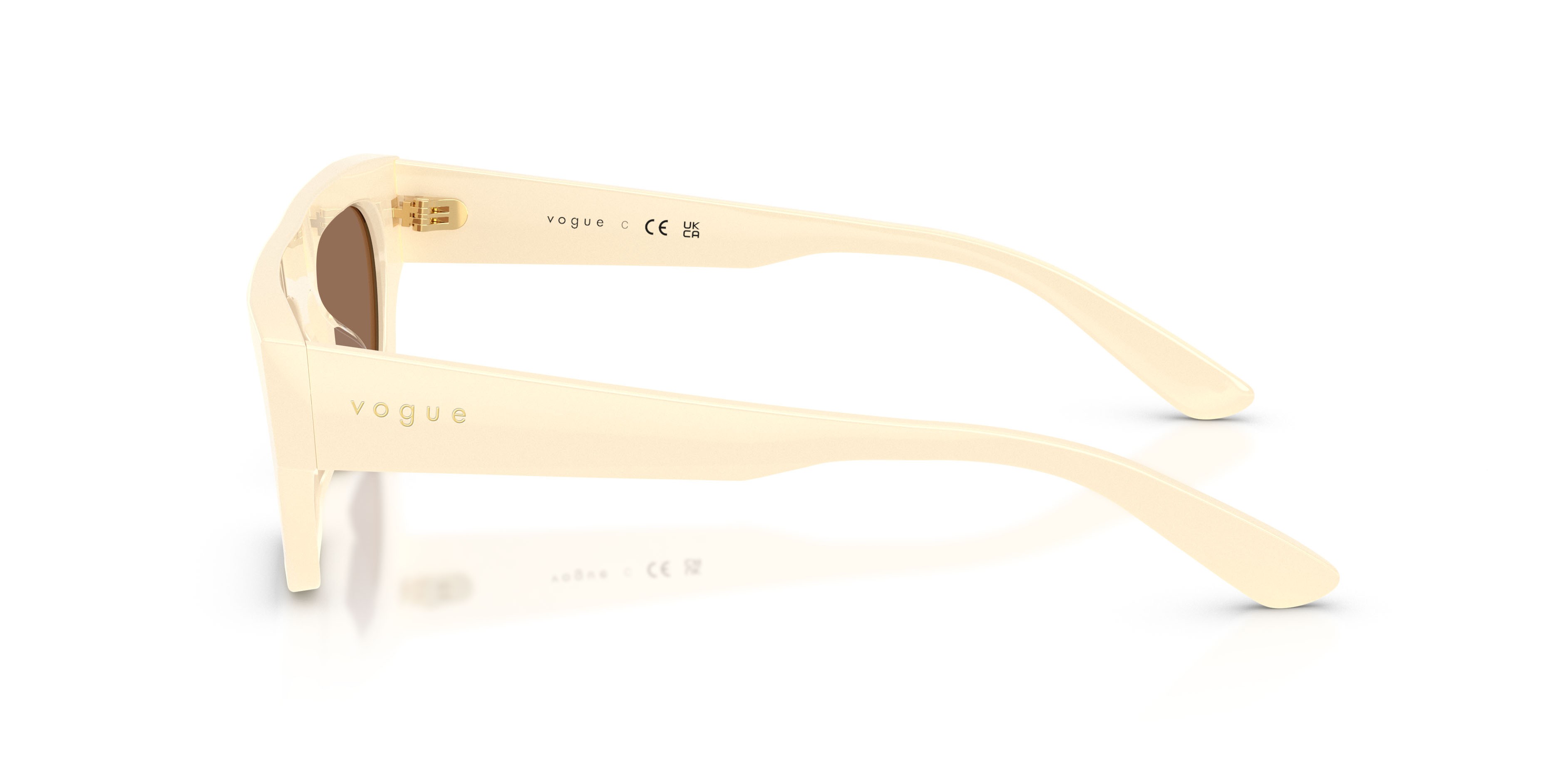 Occhiali da sole Vogue VO 5694SU (316773) colore full ivory forma rettangolare lenti marrone scuro