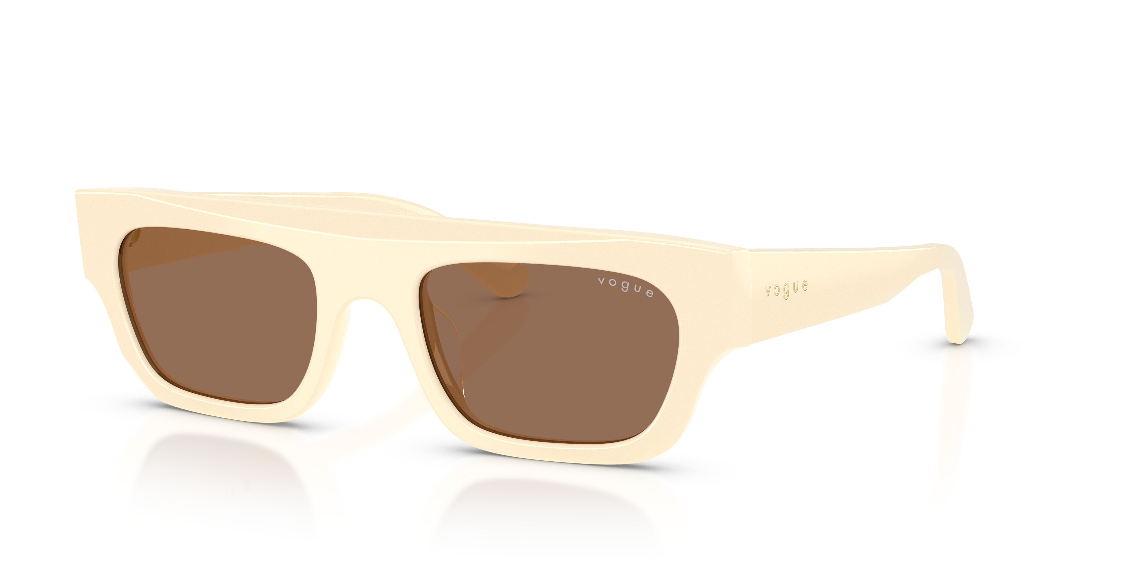 Occhiali da sole Vogue VO 5694SU (316773) colore full ivory forma rettangolare lenti marrone scuro