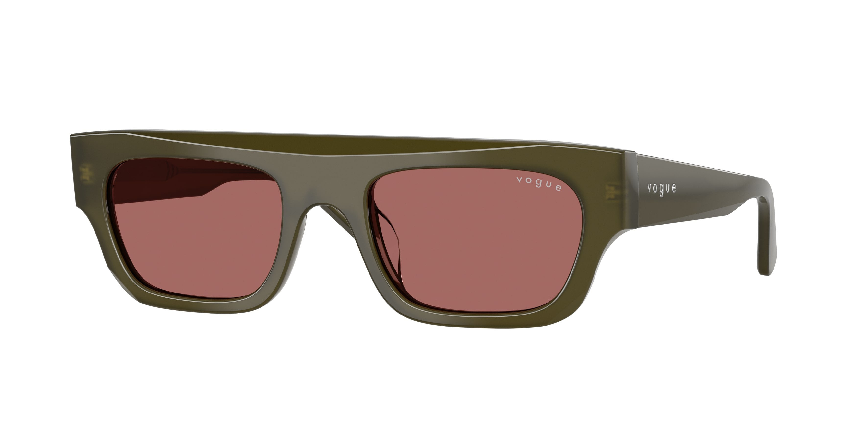 Sunglasses Vogue VO 5694SU (328869) color verde oliva opalino shape rectangle lenses violetto scuro