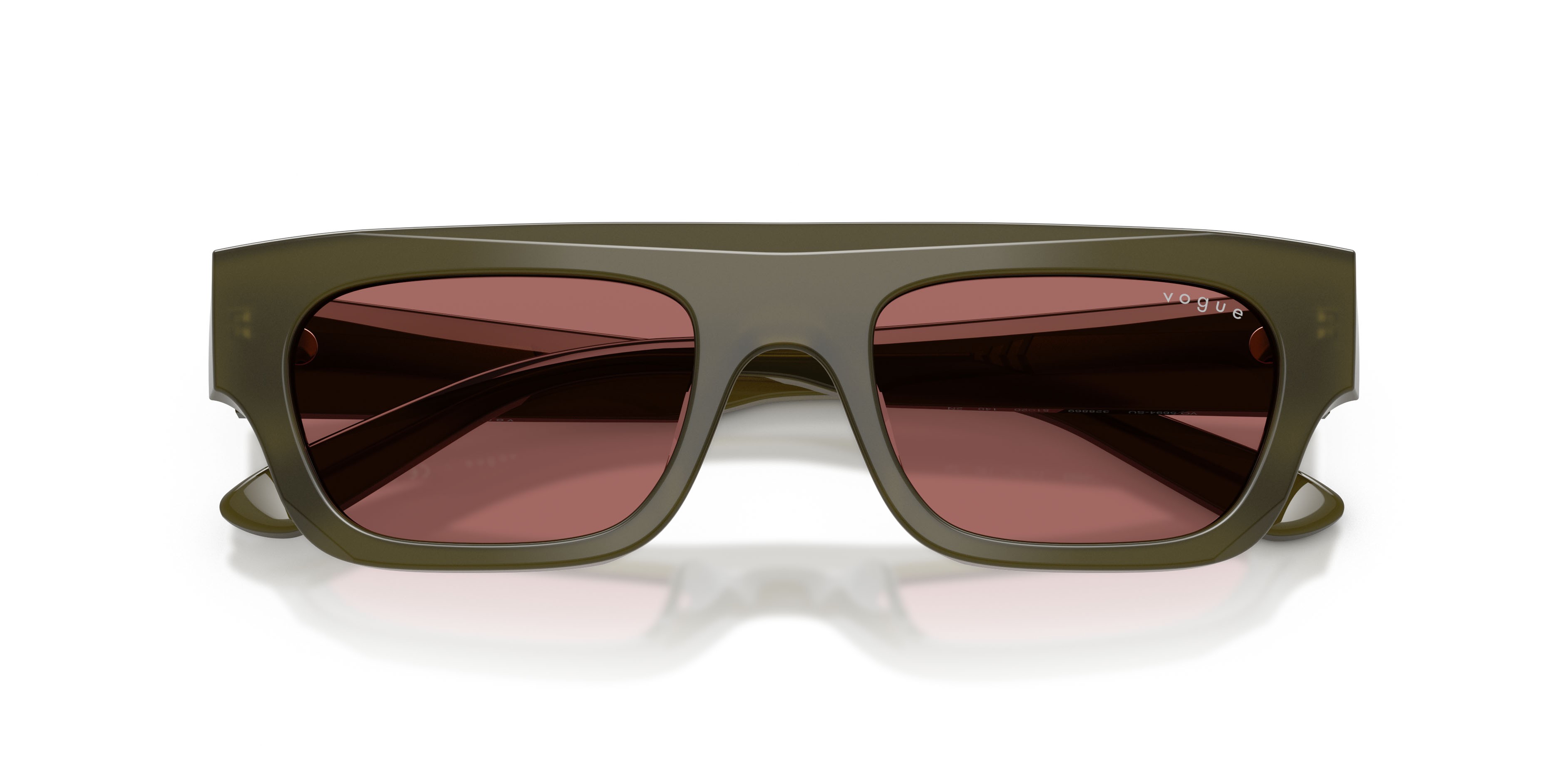 Sunglasses Vogue VO 5694SU (328869) color verde oliva opalino shape rectangle lenses violetto scuro