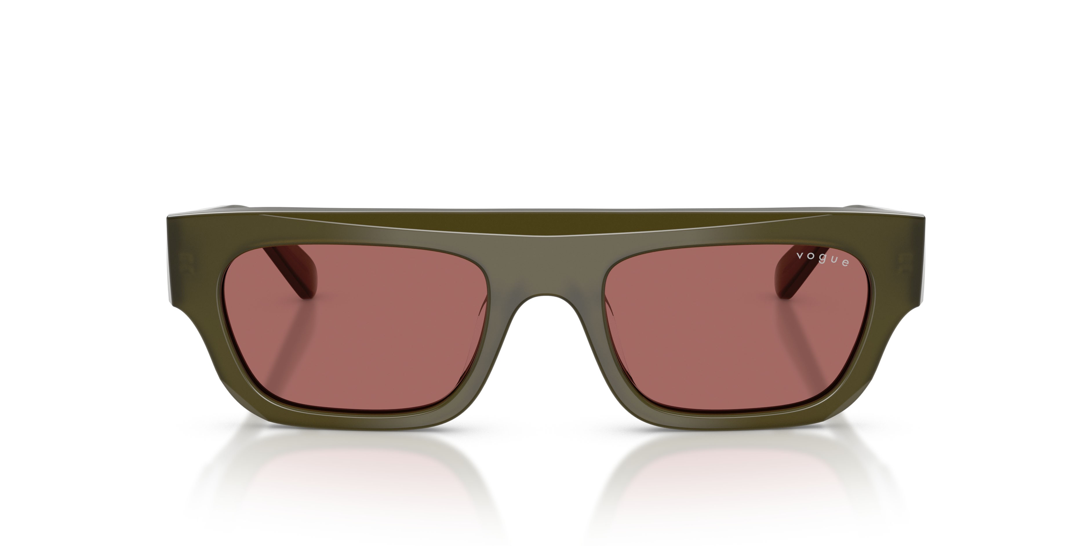 Sunglasses Vogue VO 5694SU (328869) color verde oliva opalino shape rectangle lenses violetto scuro