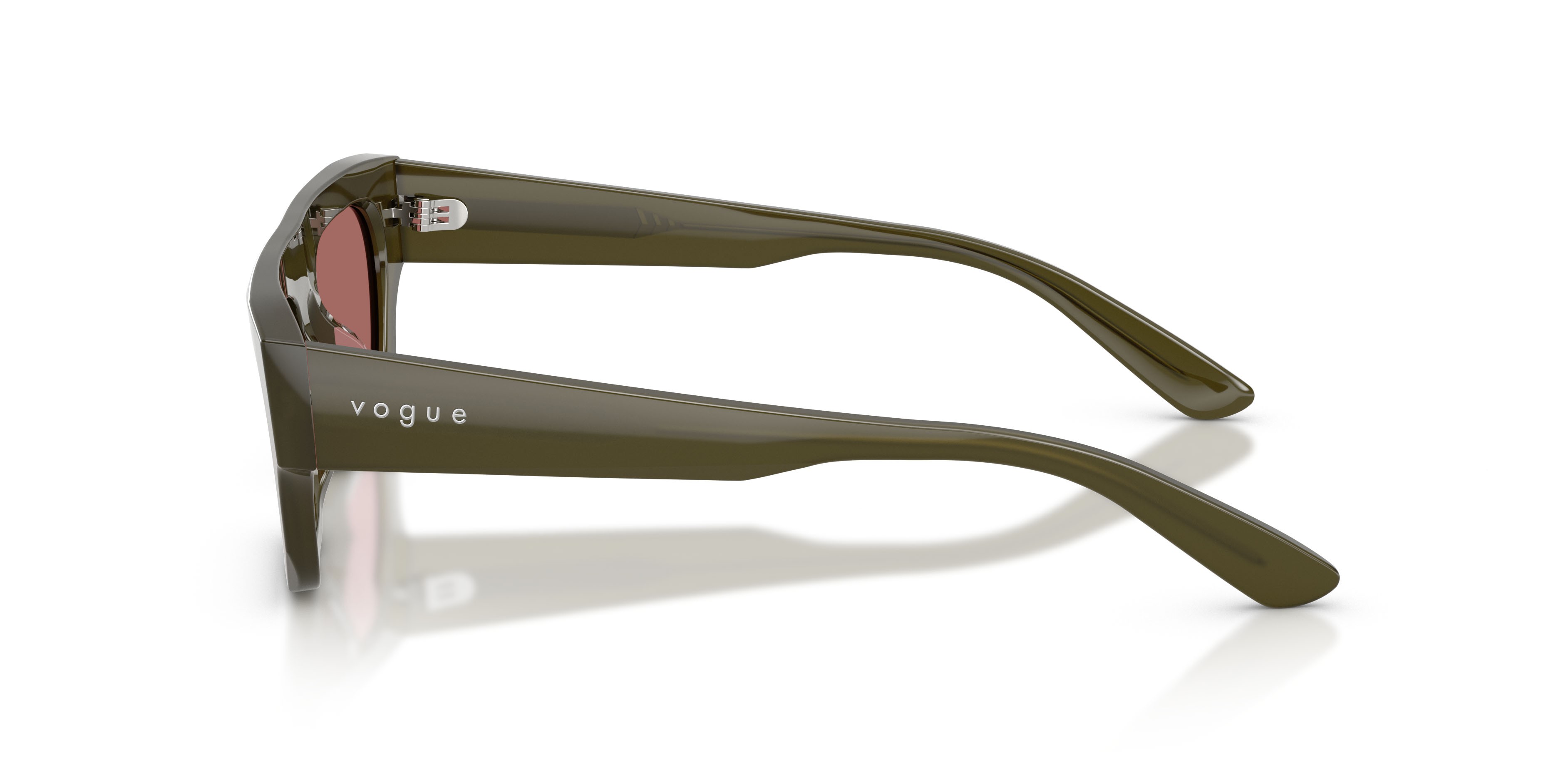 Sunglasses Vogue VO 5694SU (328869) color verde oliva opalino shape rectangle lenses violetto scuro