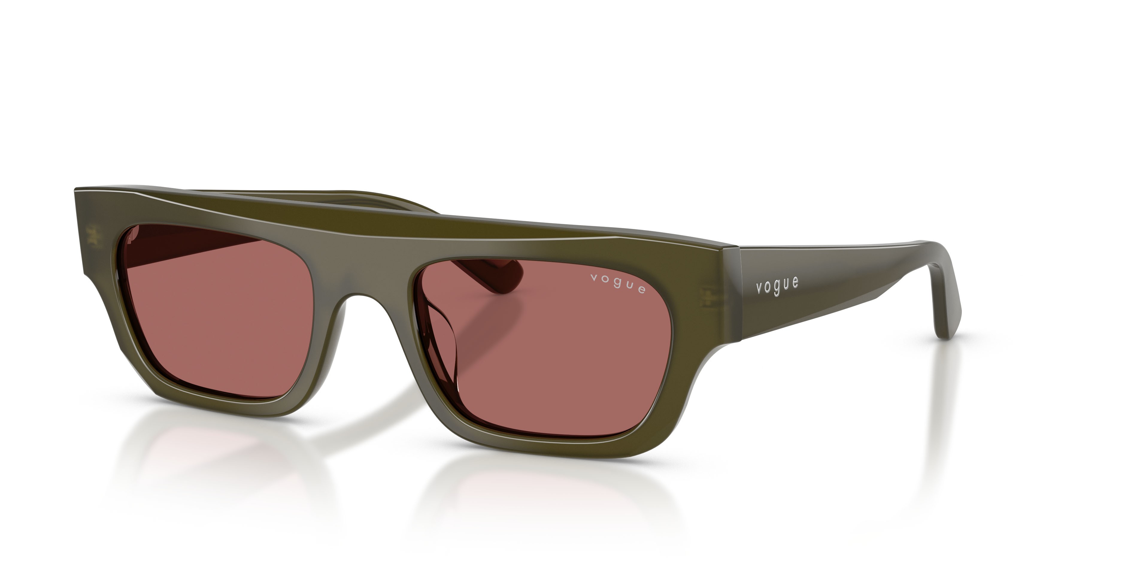 Sunglasses Vogue VO 5694SU (328869) color verde oliva opalino shape rectangle lenses violetto scuro