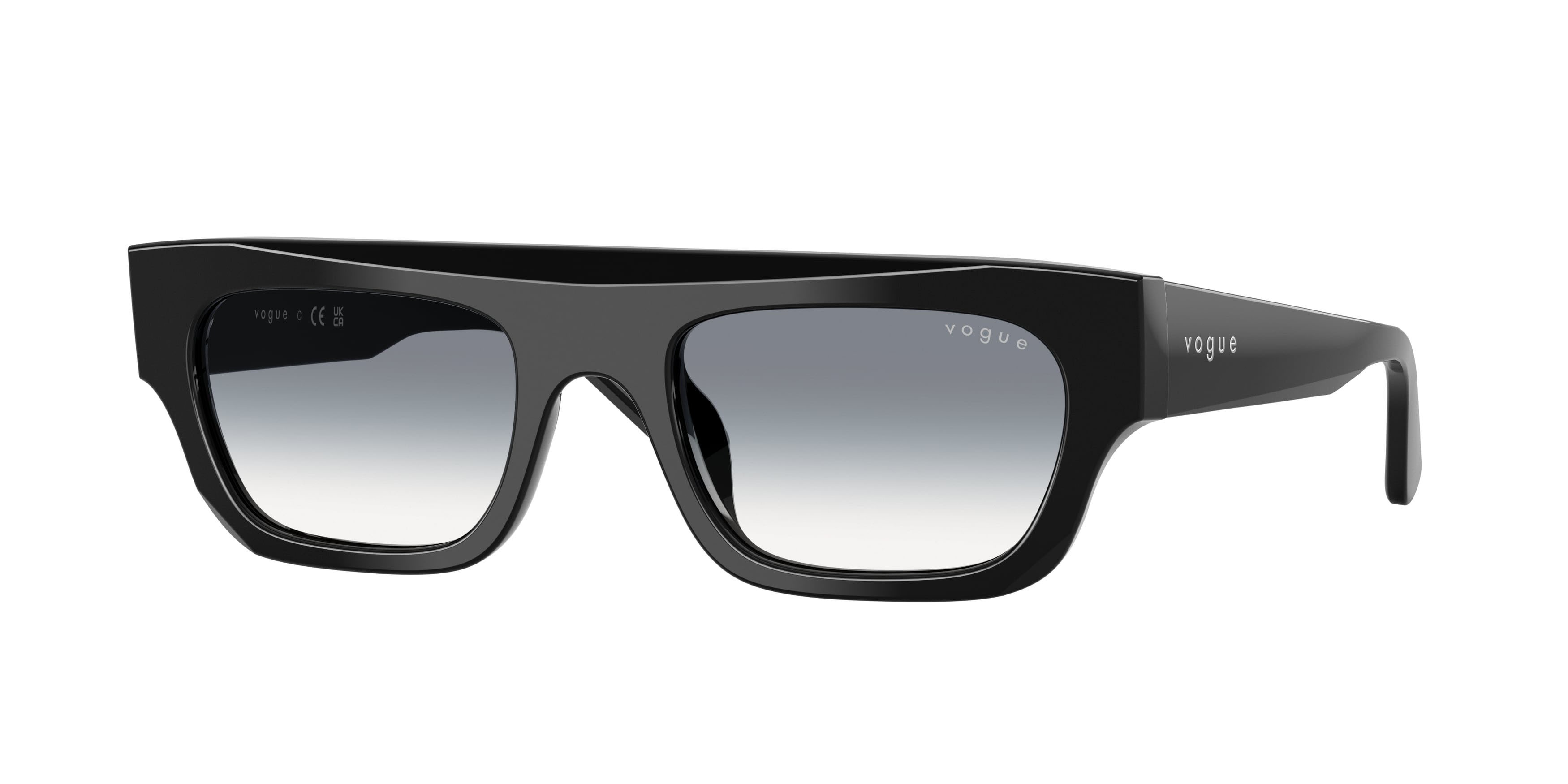 Occhiali da sole Vogue VO 5694SU (W44/79) colore nero forma rettangolare lenti trasparente sfumato blu