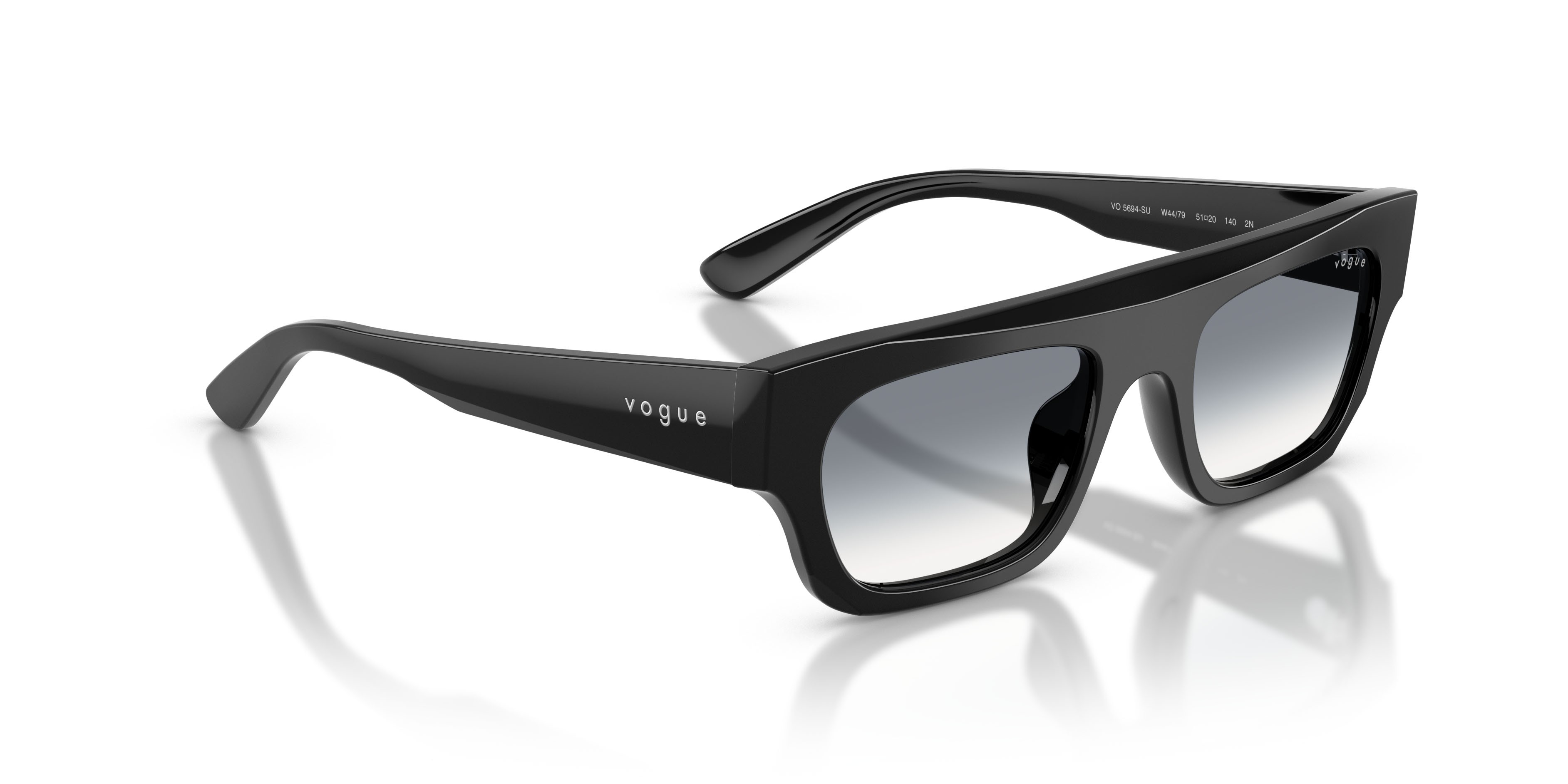Occhiali da sole Vogue VO 5694SU (W44/79) colore nero forma rettangolare lenti trasparente sfumato blu