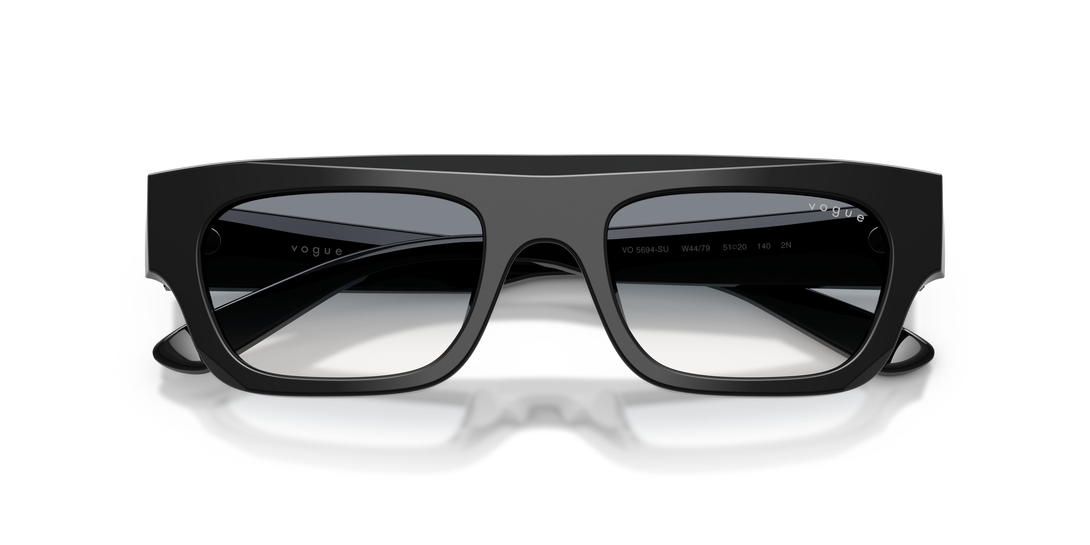 Occhiali da sole Vogue VO 5694SU (W44/79) colore nero forma rettangolare lenti trasparente sfumato blu