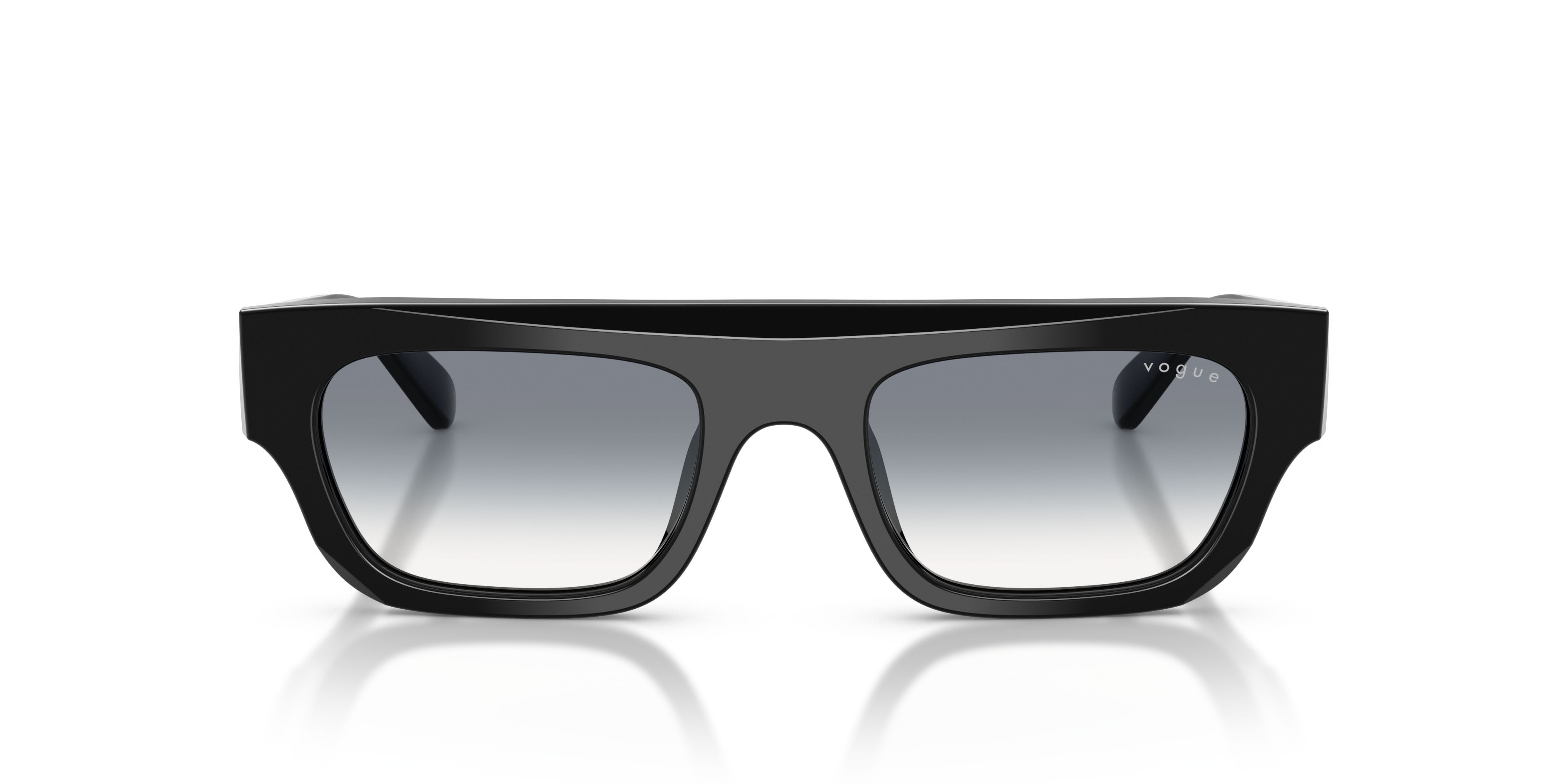 Occhiali da sole Vogue VO 5694SU (W44/79) colore nero forma rettangolare lenti trasparente sfumato blu