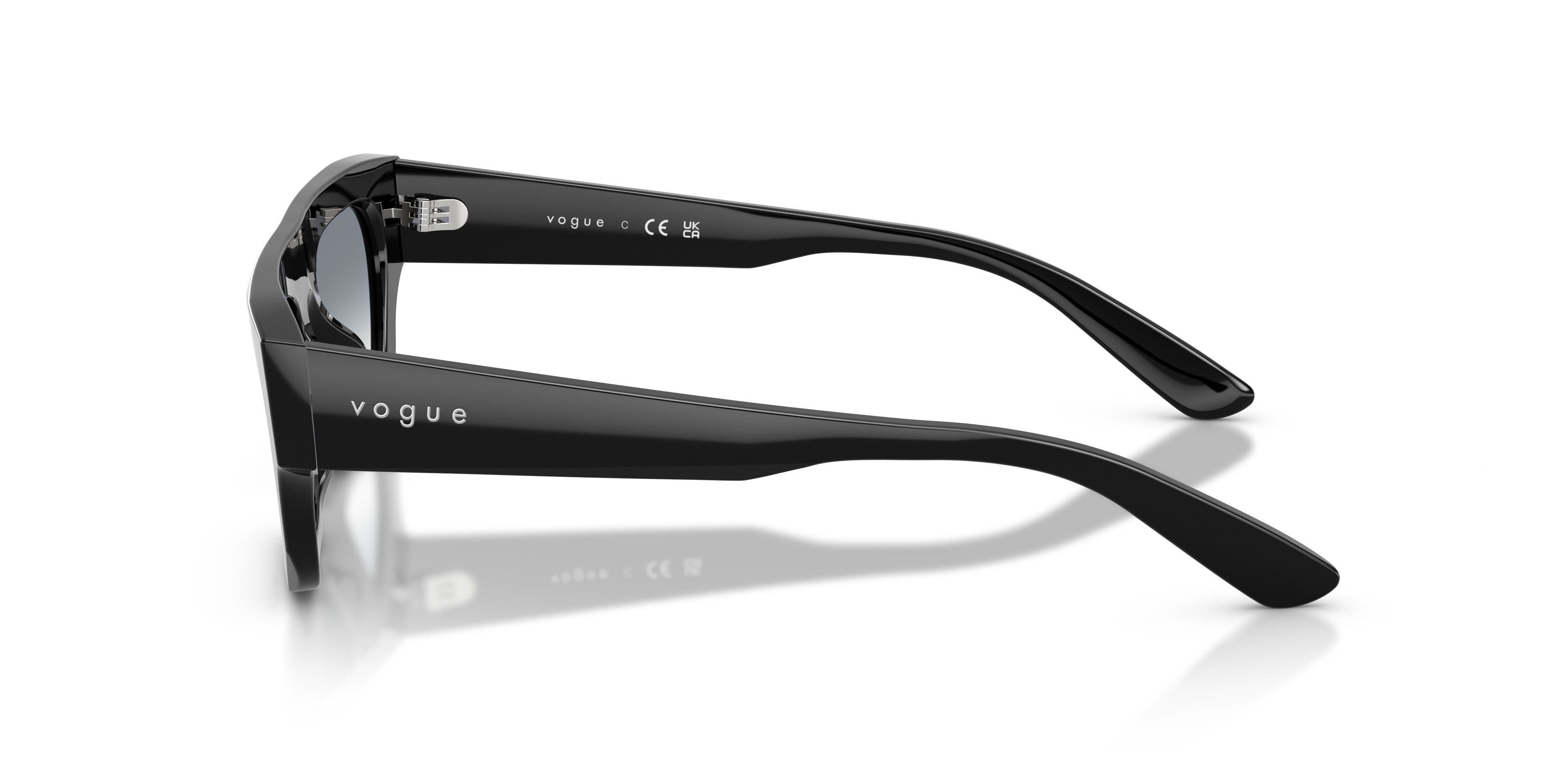 Occhiali da sole Vogue VO 5694SU (W44/79) colore nero forma rettangolare lenti trasparente sfumato blu