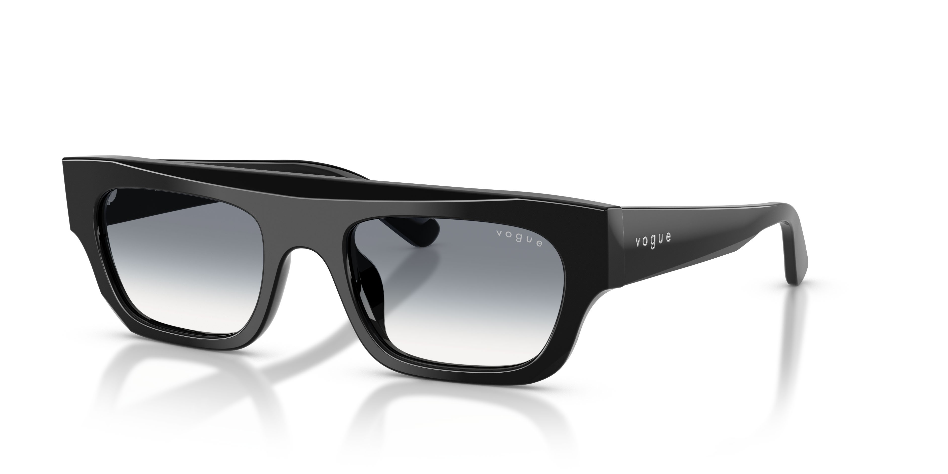 Occhiali da sole Vogue VO 5694SU (W44/79) colore nero forma rettangolare lenti trasparente sfumato blu