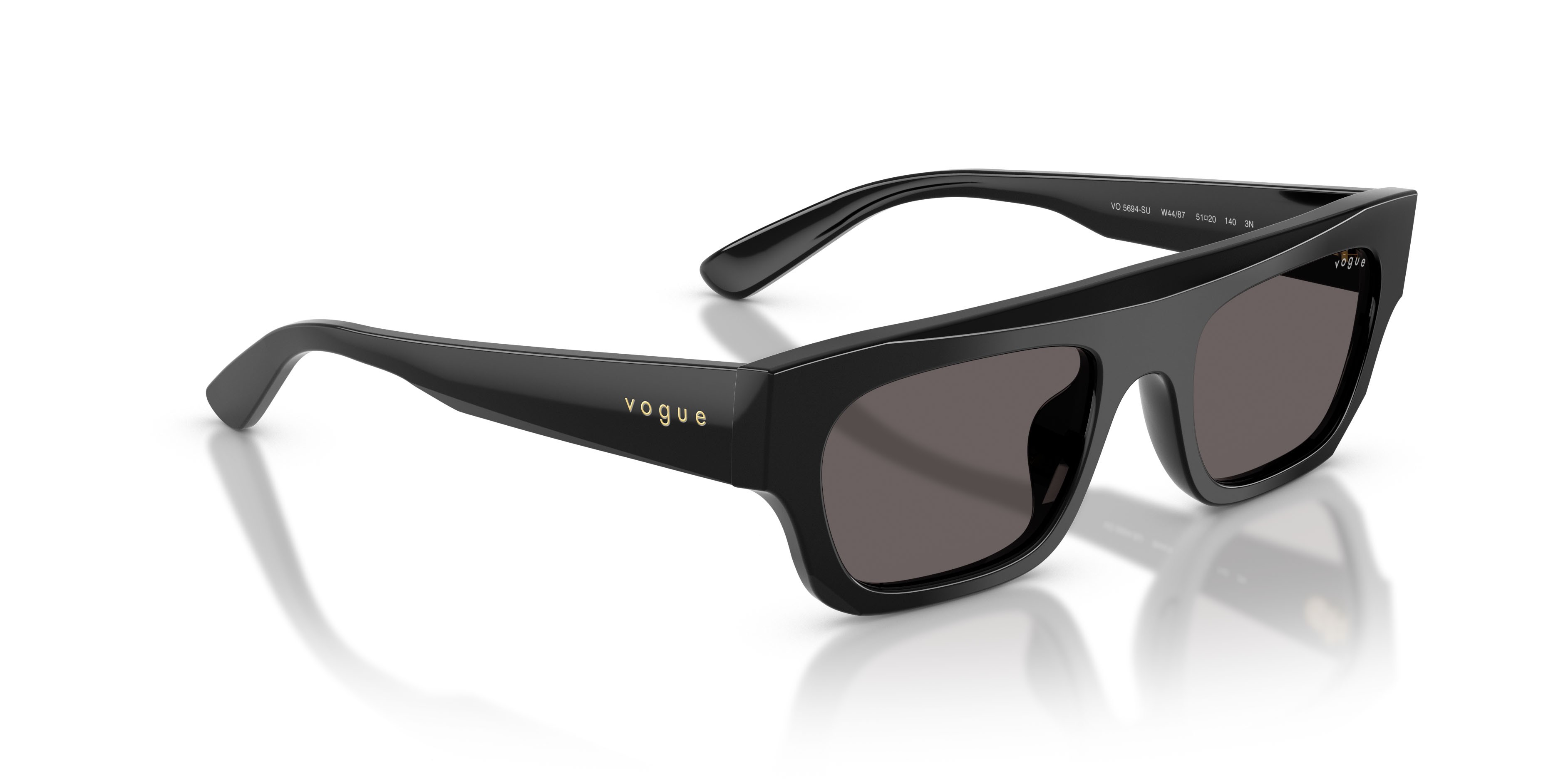 Sunglasses Vogue VO 5694SU (W44/87) color nero shape rectangle lenses nero/grigio fumo