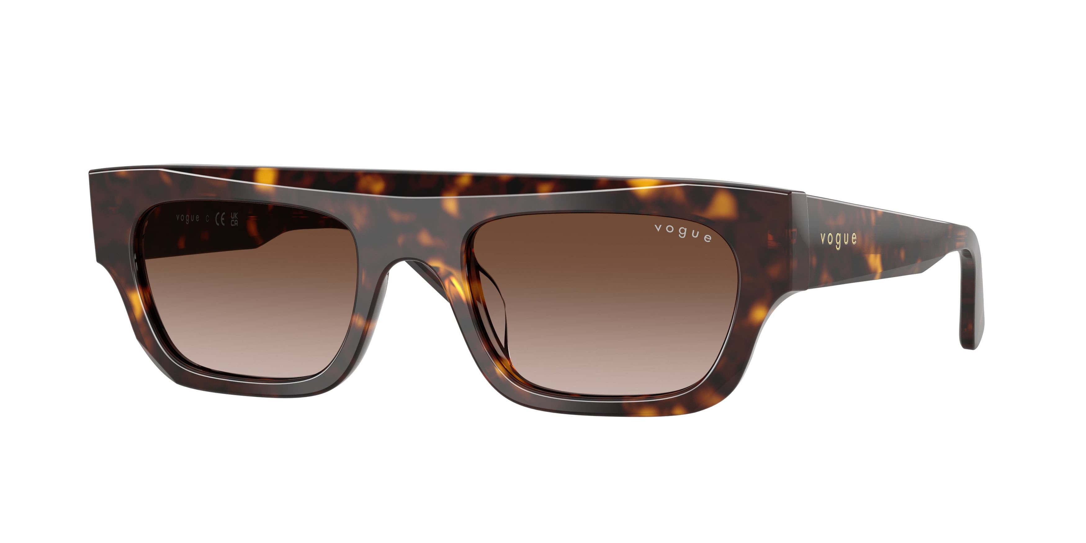 Occhiali da sole Vogue VO 5694SU (W65613) colore havana scuro forma rettangolare lenti marrone sfumato