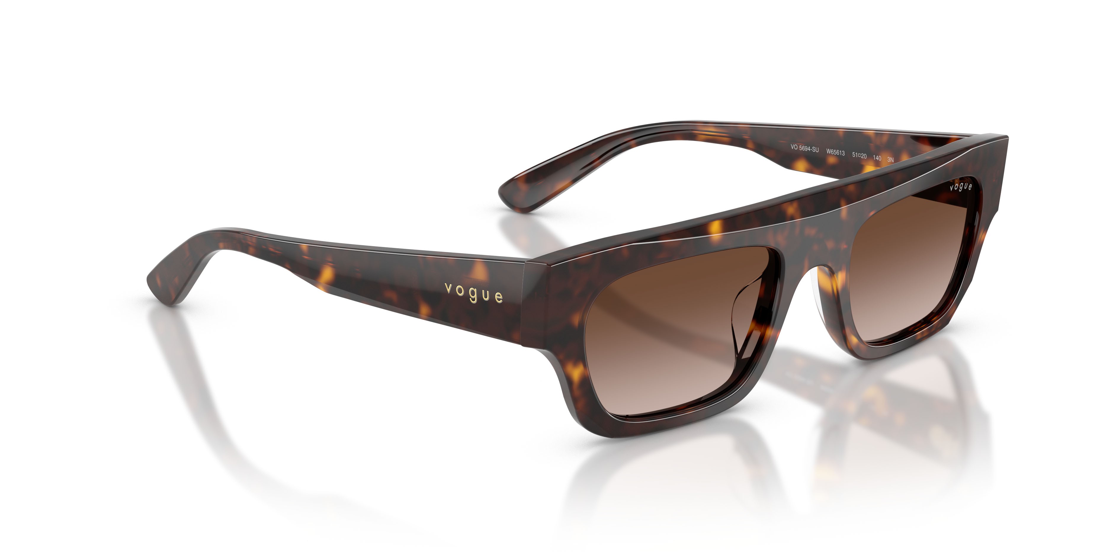 Occhiali da sole Vogue VO 5694SU (W65613) colore havana scuro forma rettangolare lenti marrone sfumato