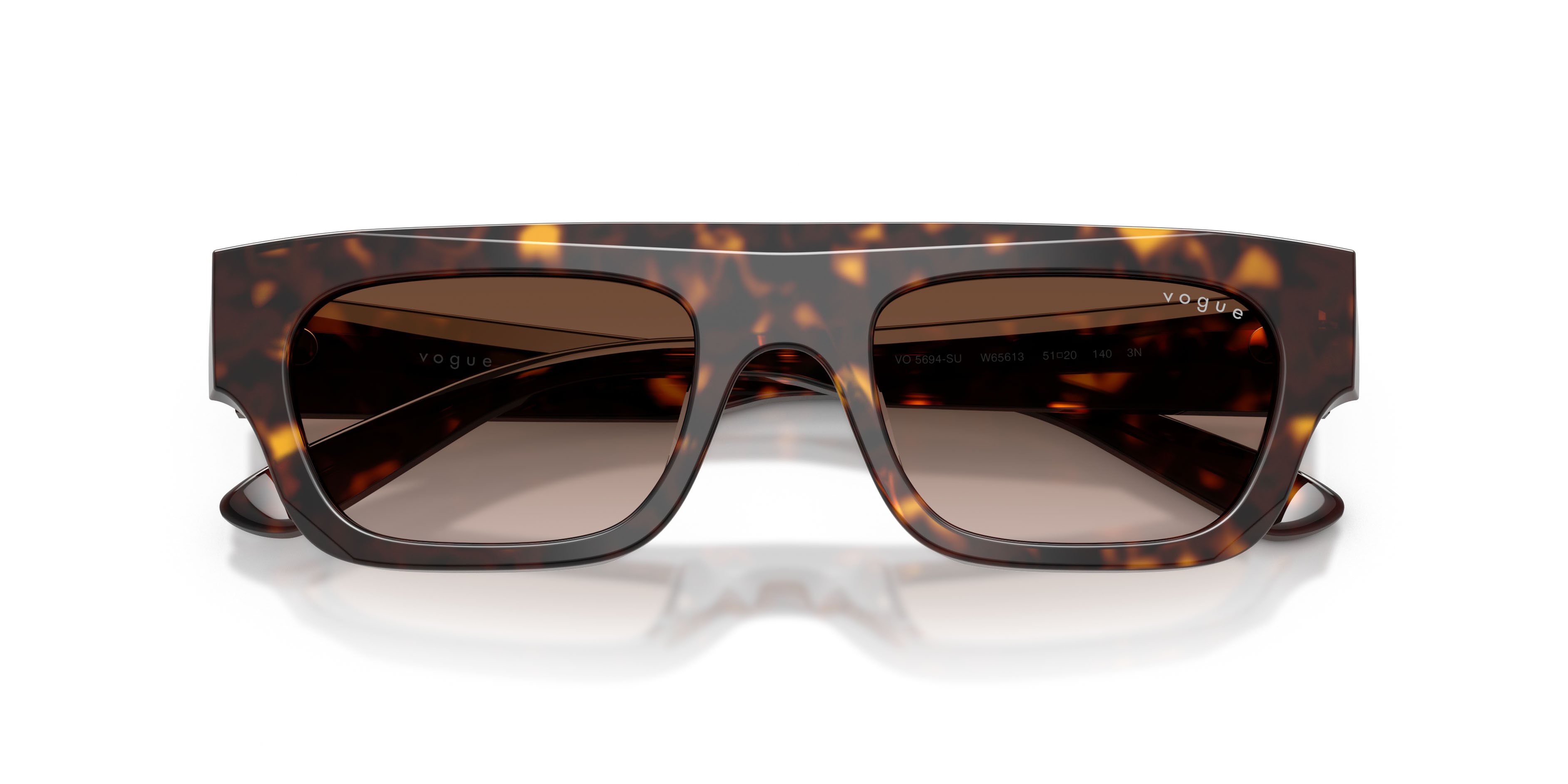 Occhiali da sole Vogue VO 5694SU (W65613) colore havana scuro forma rettangolare lenti marrone sfumato