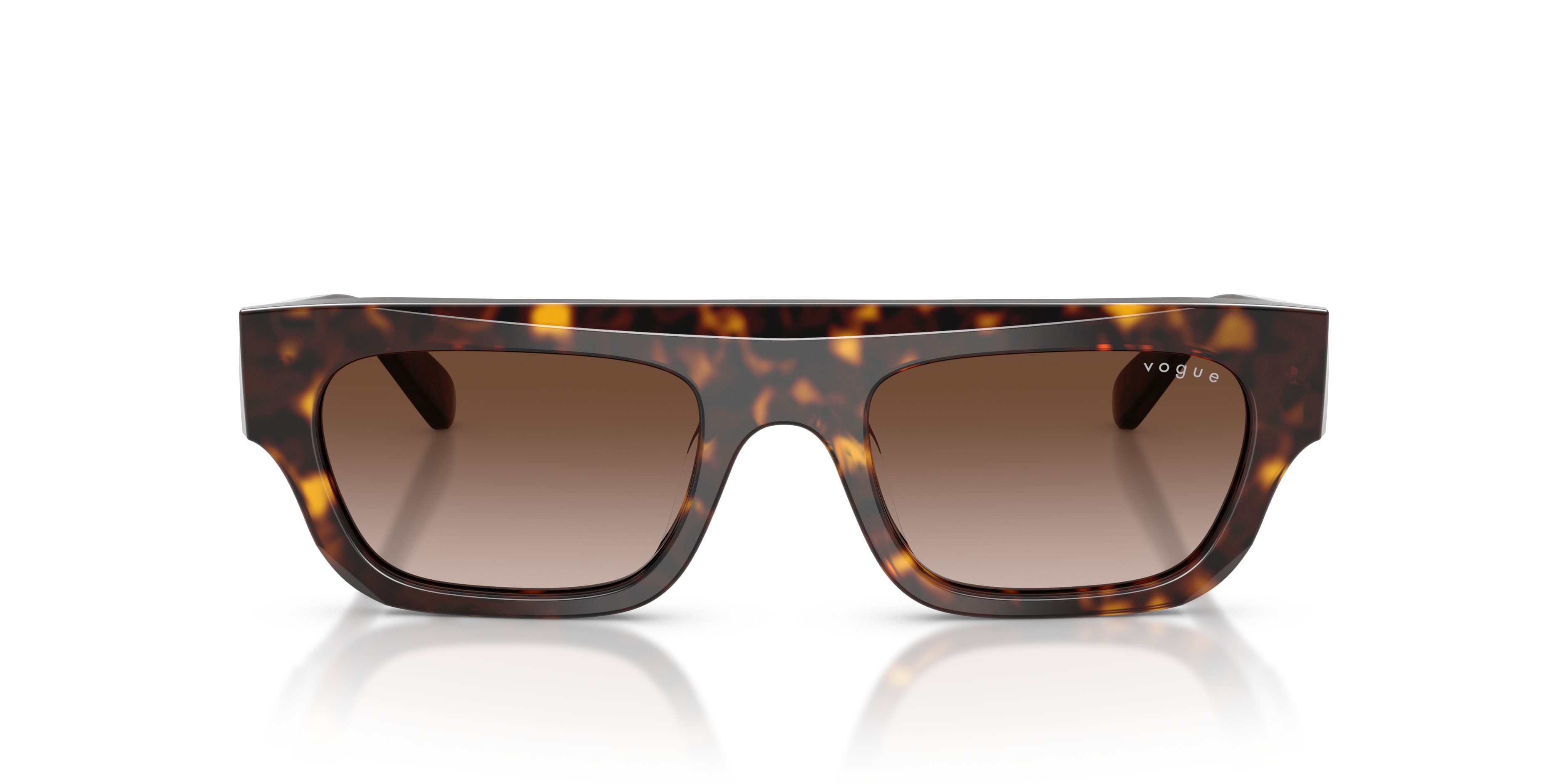 Occhiali da sole Vogue VO 5694SU (W65613) colore havana scuro forma rettangolare lenti marrone sfumato
