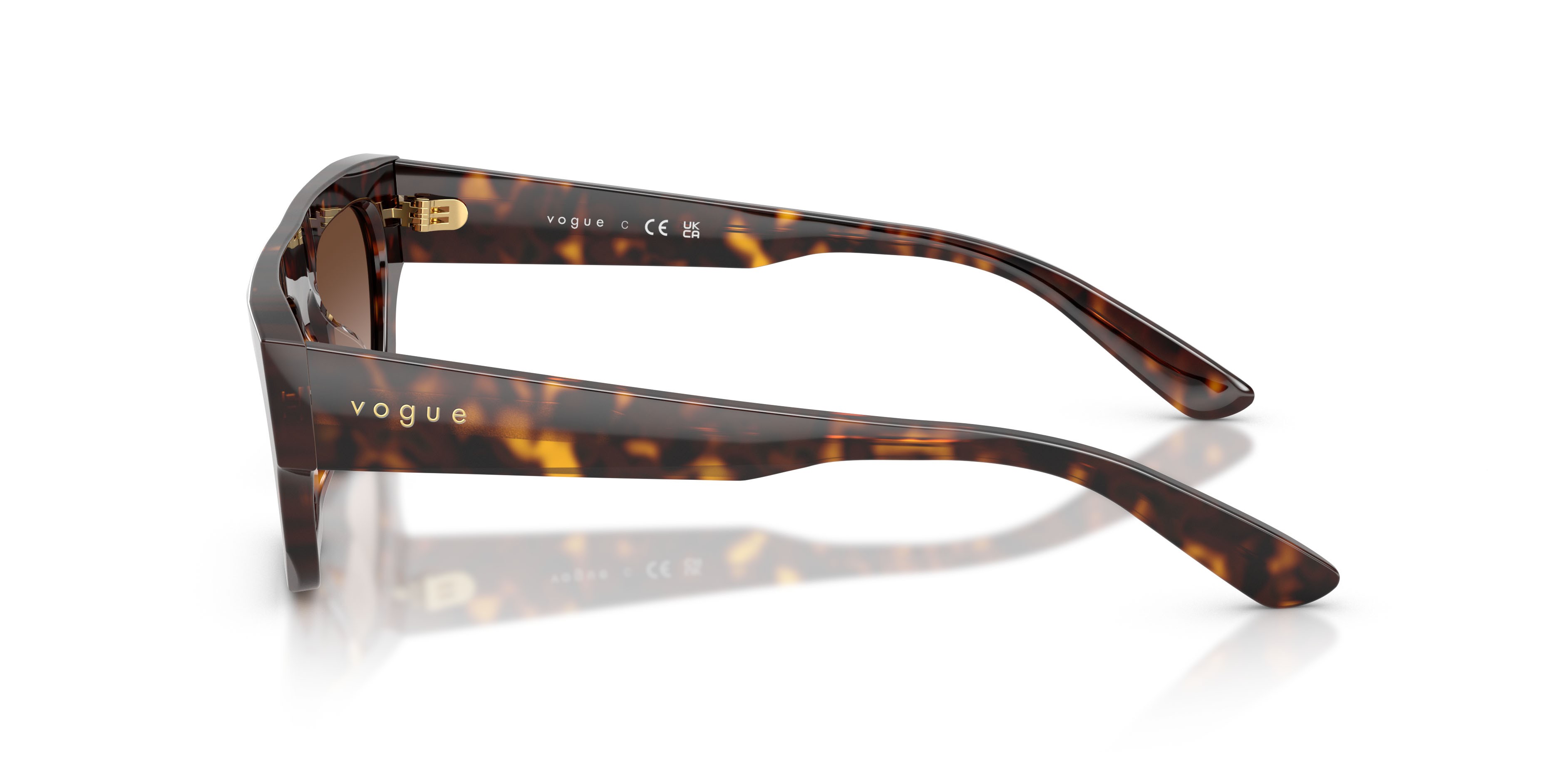 Occhiali da sole Vogue VO 5694SU (W65613) colore havana scuro forma rettangolare lenti marrone sfumato