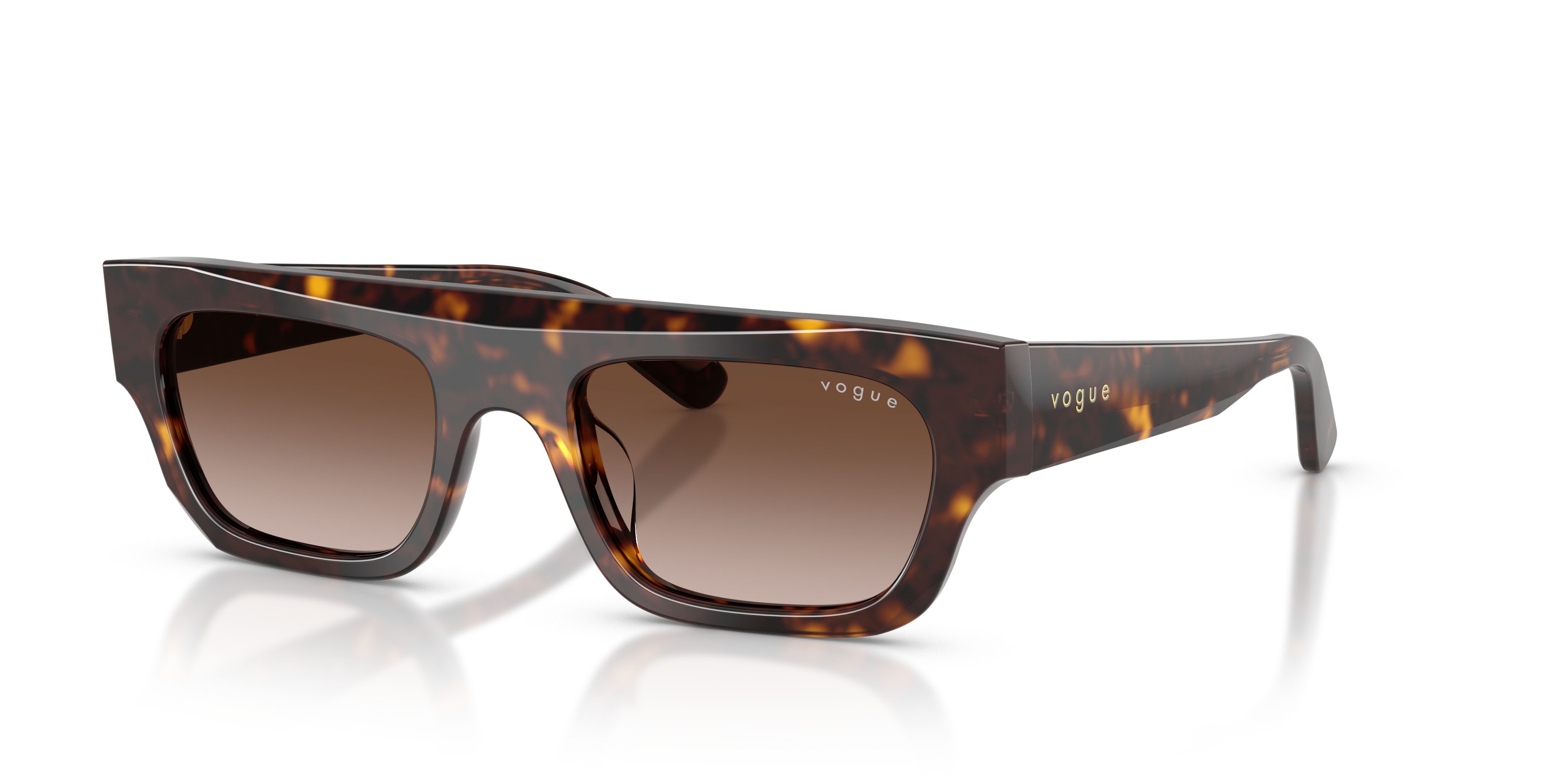 Occhiali da sole Vogue VO 5694SU (W65613) colore havana scuro forma rettangolare lenti marrone sfumato