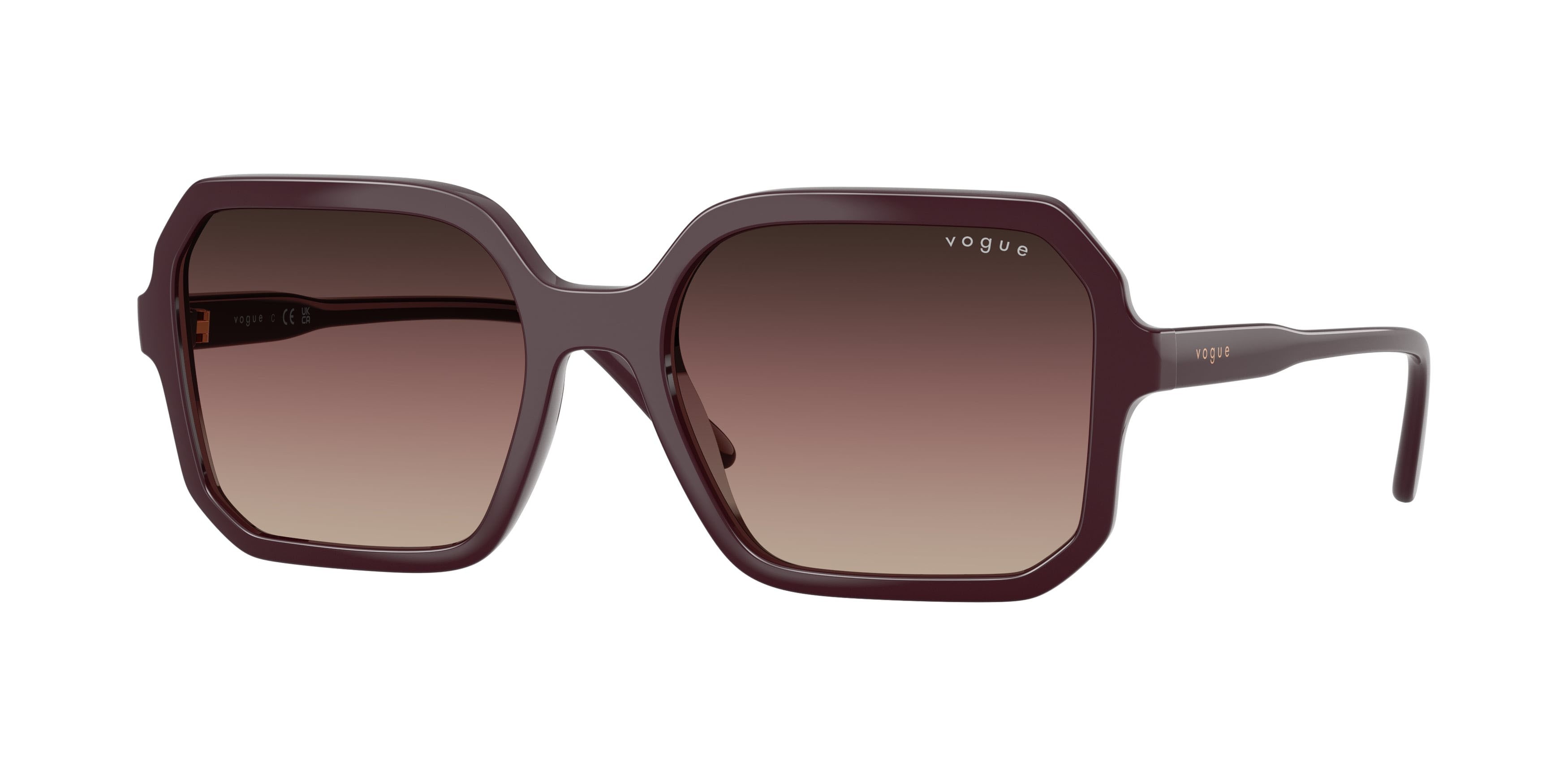 Sunglasses Vogue VO 5696S (3284E2) color bordeaux full shape square lenses marrone sfumato viola sfumato nero