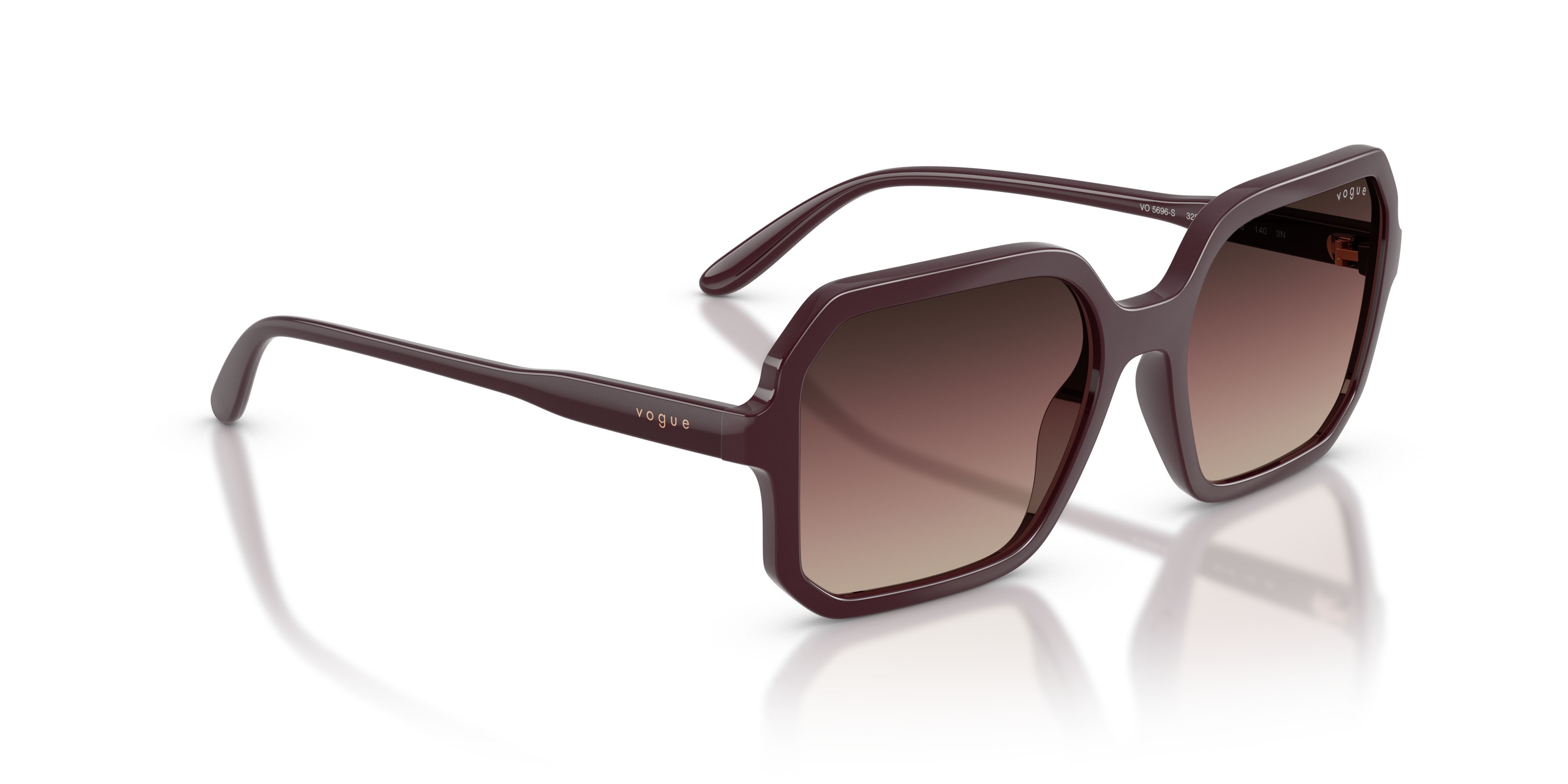 Sunglasses Vogue VO 5696S (3284E2) color bordeaux full shape square lenses marrone sfumato viola sfumato nero