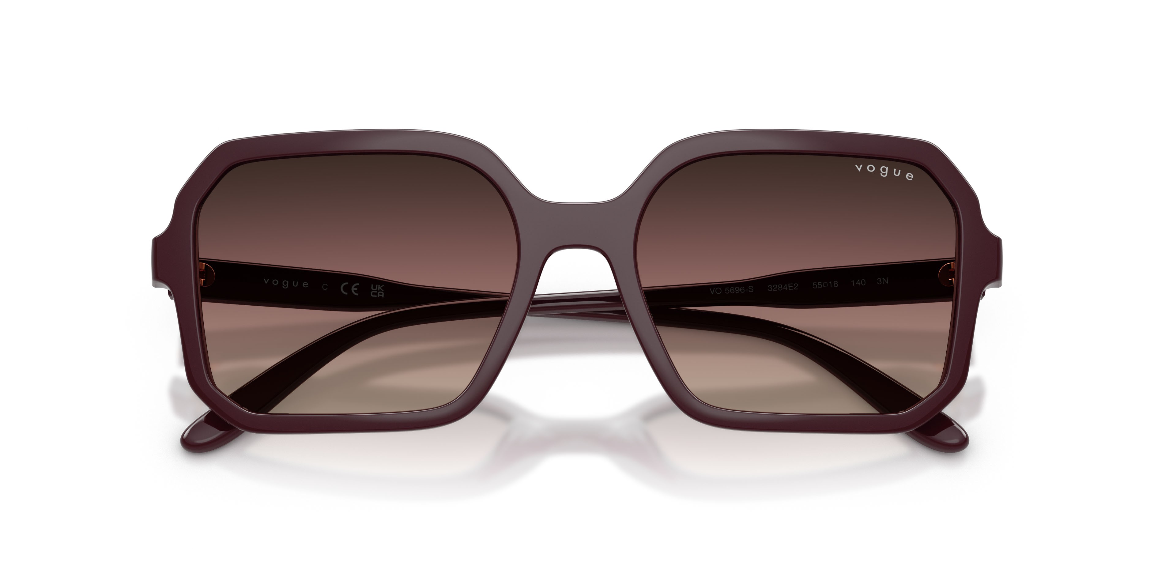 Sunglasses Vogue VO 5696S (3284E2) color bordeaux full shape square lenses marrone sfumato viola sfumato nero