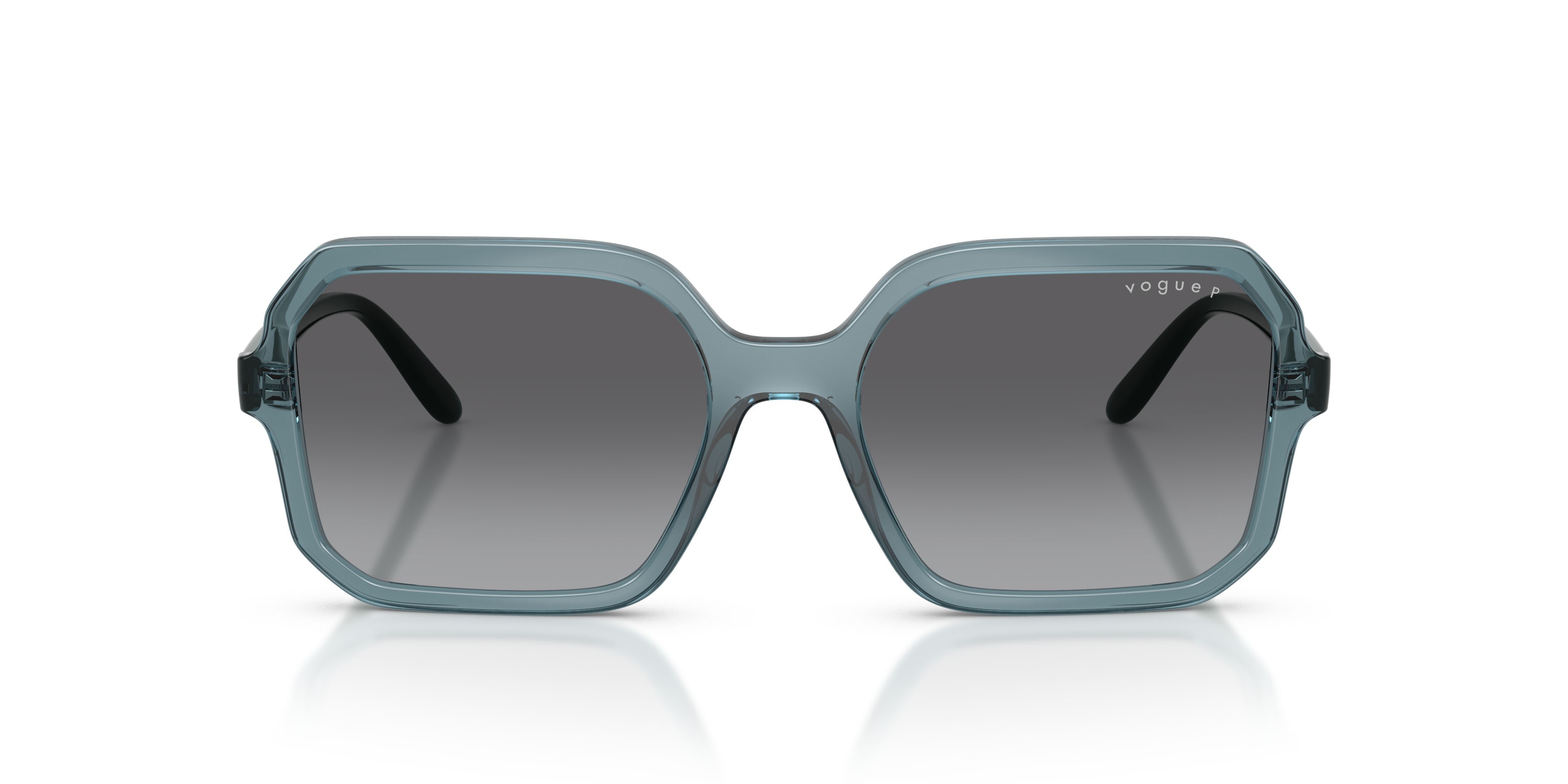 Sunglasses Vogue VO 5696S (3285T3) color azzurro trasparente shape square lenses grigio sfumato polarizzata