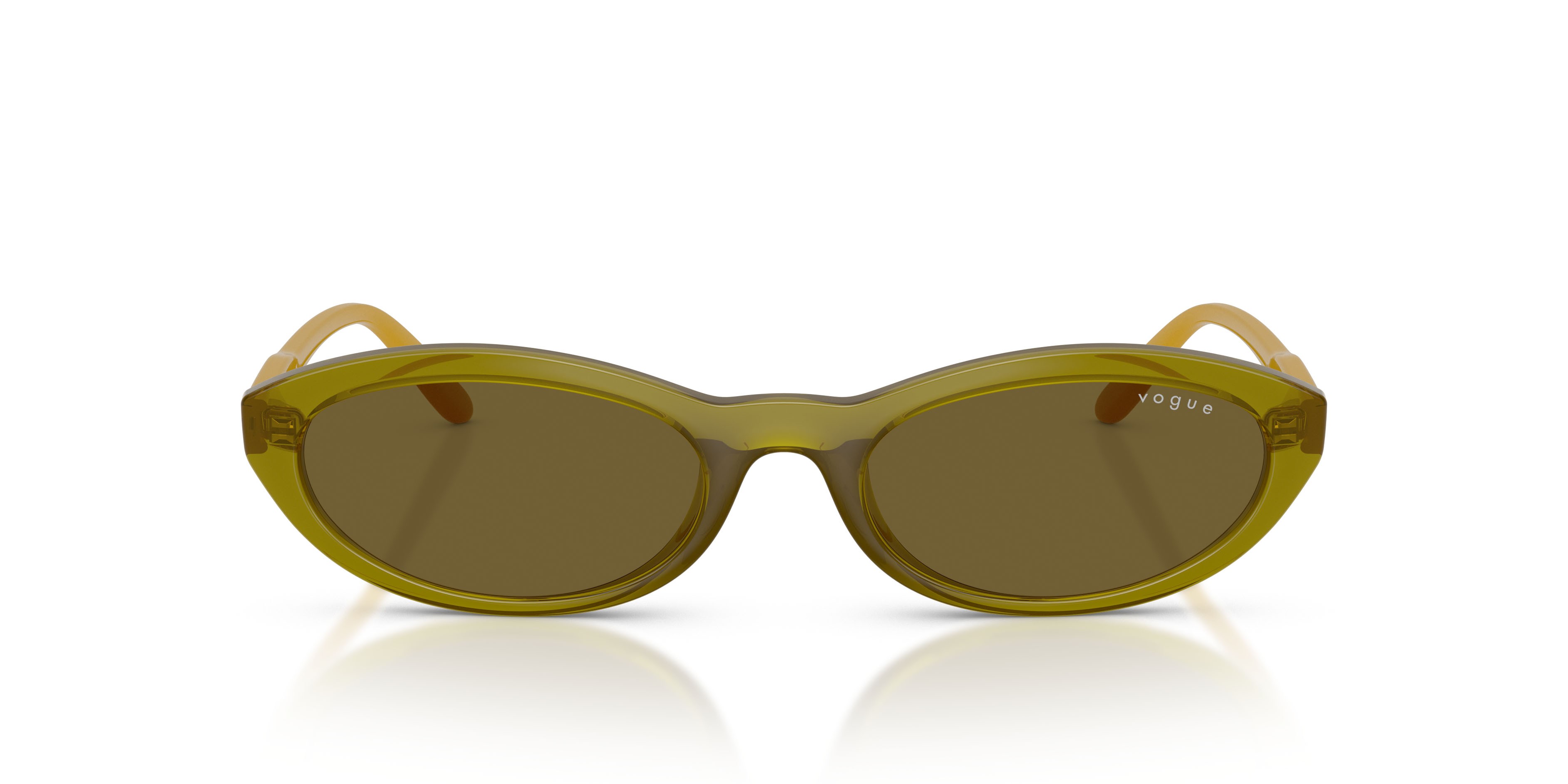 Sunglasses Vogue VO 5697SU (328373) color verde oliva trasparente shape oval lenses marrone scuro