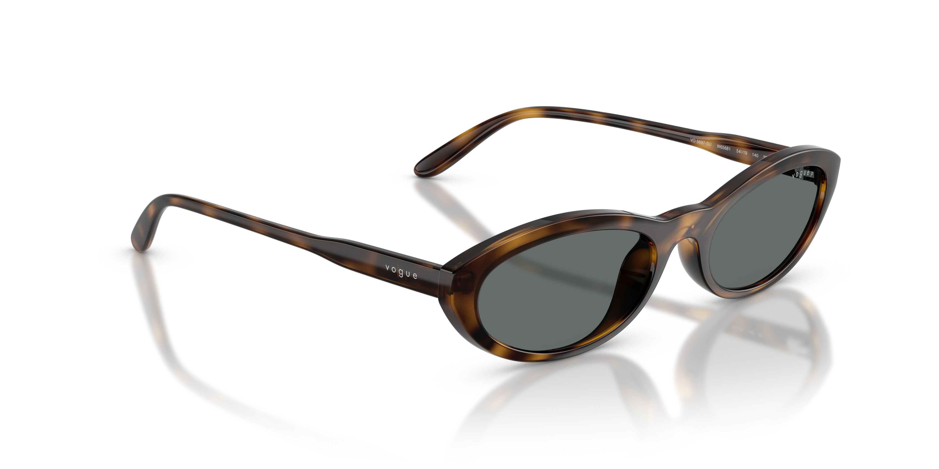 Sunglasses Vogue VO 5697SU (W65681) color havana scuro shape oval lenses polar grigio scuro