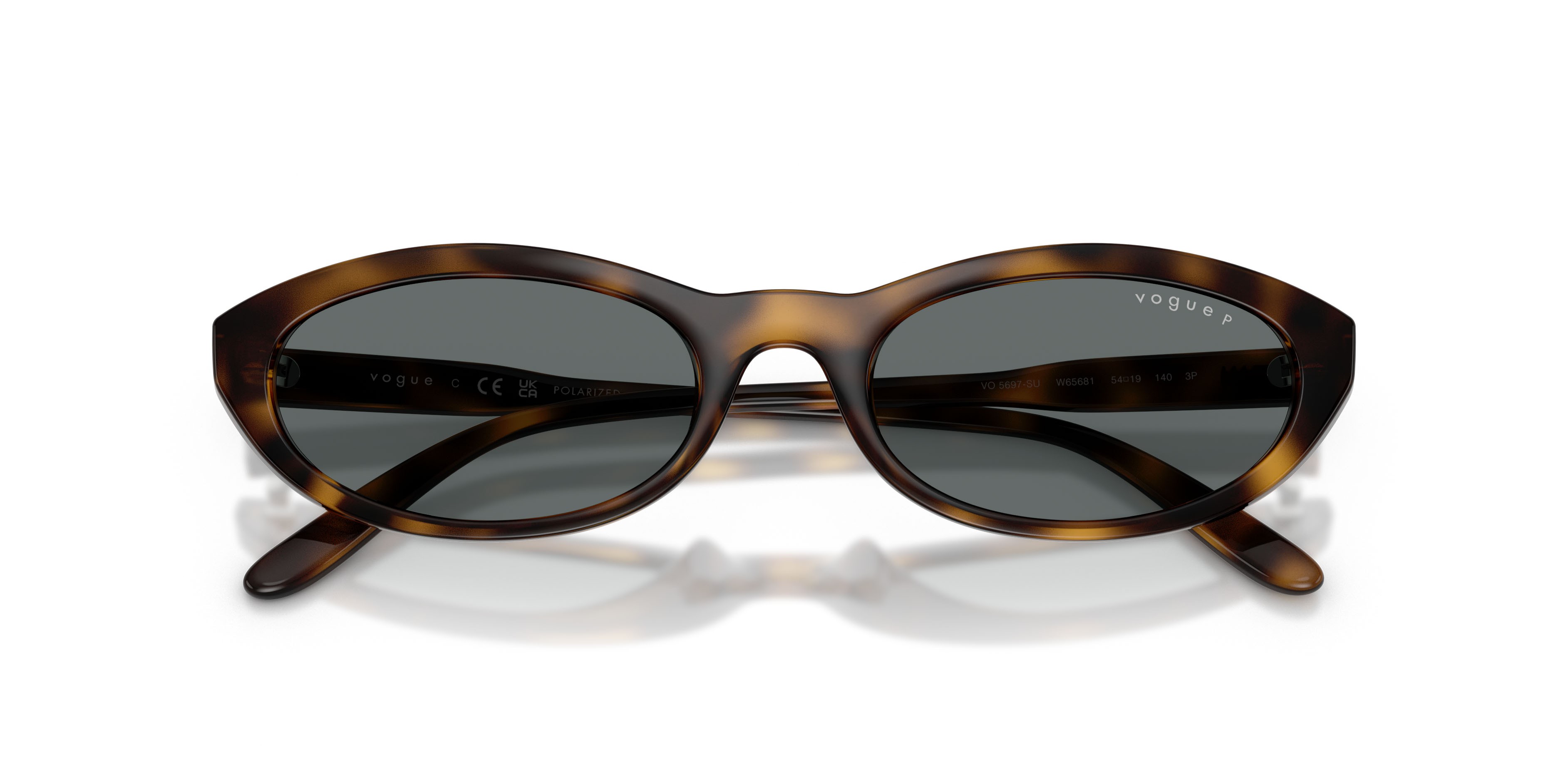 Sunglasses Vogue VO 5697SU (W65681) color havana scuro shape oval lenses polar grigio scuro