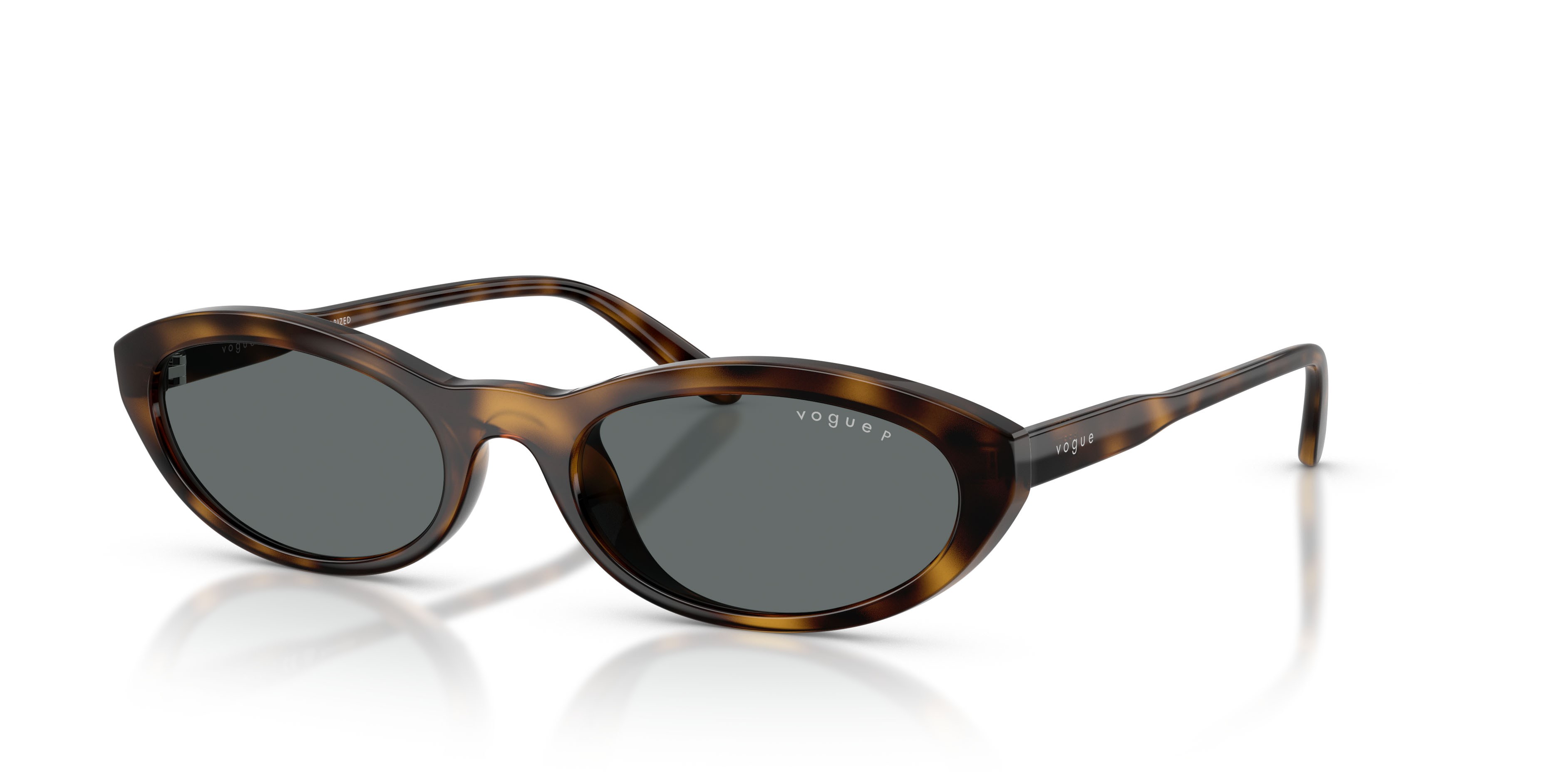 Sunglasses Vogue VO 5697SU (W65681) color havana scuro shape oval lenses polar grigio scuro